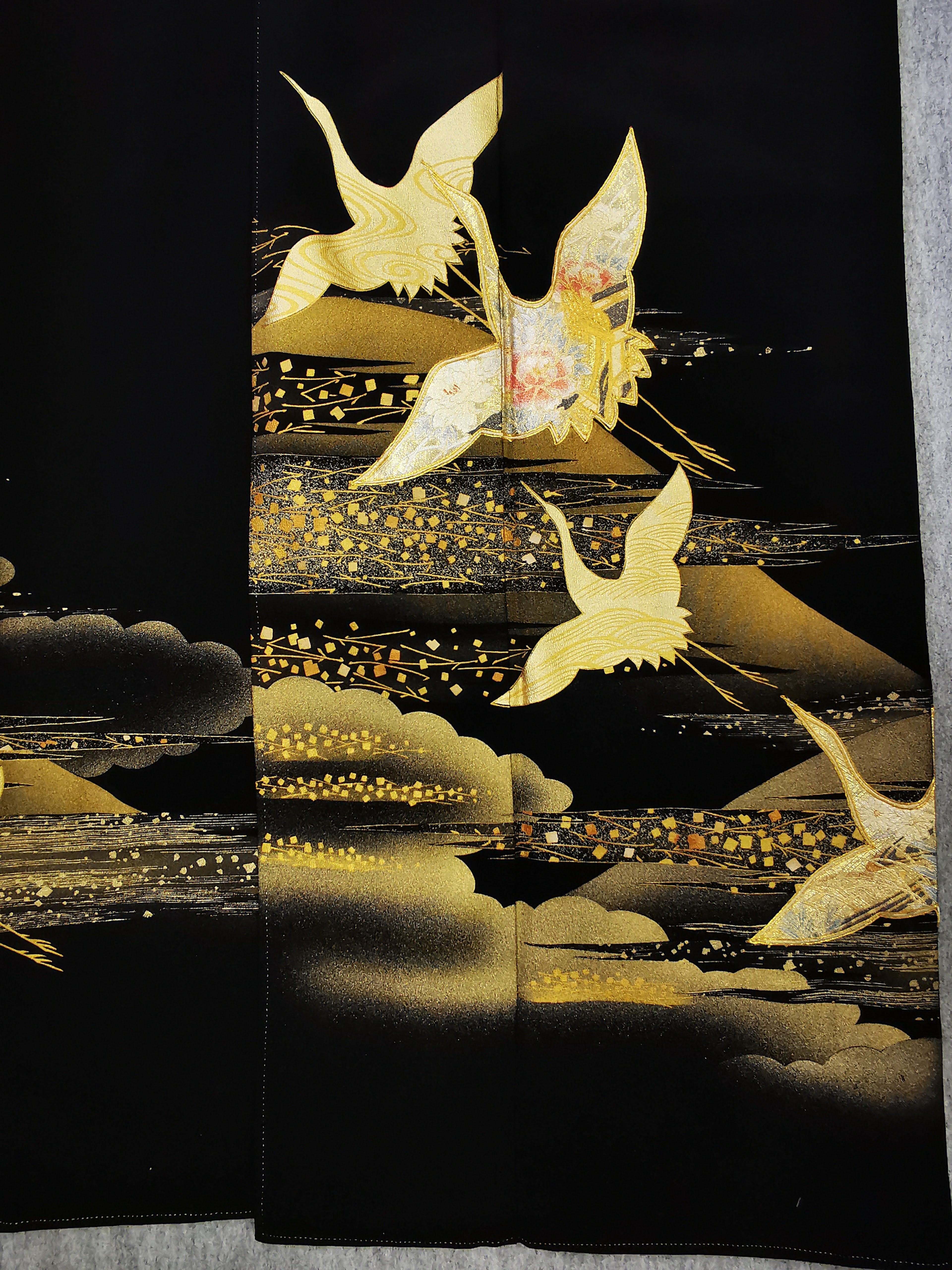 KJ056 Women's Kimono Kurotome Used Japanese Clothes