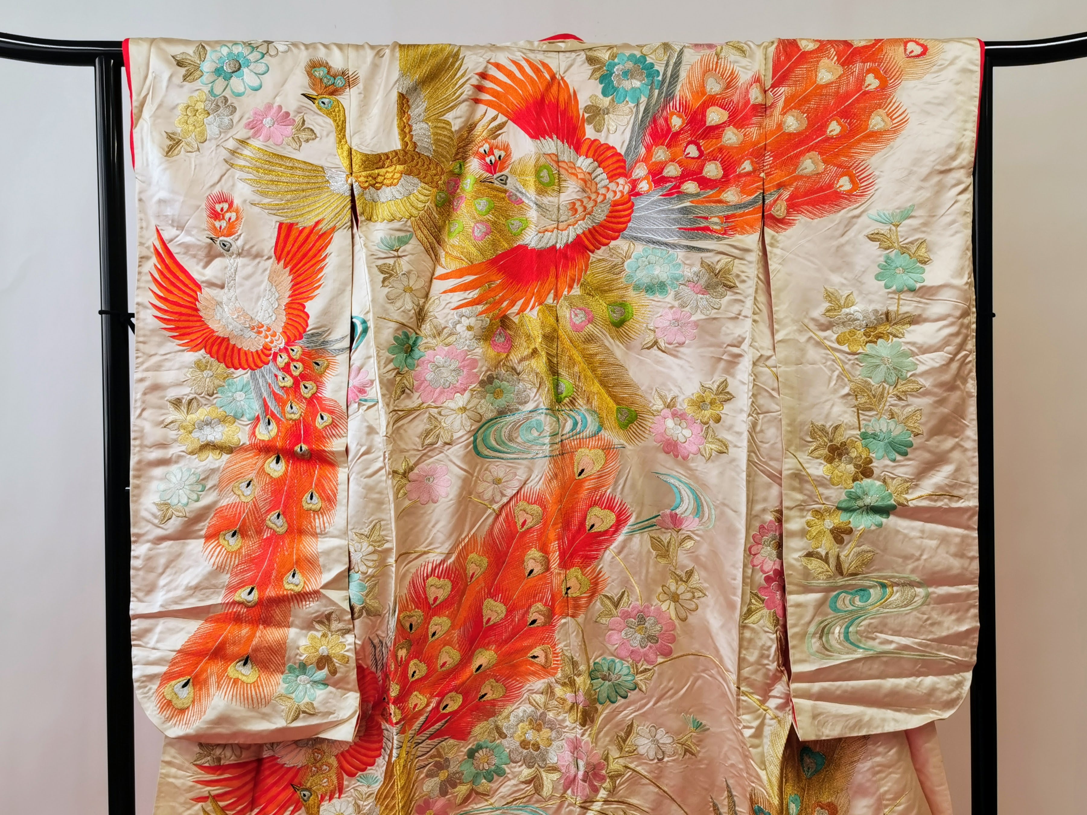 お引きずり 花嫁衣装 結婚式 豪華 刺繍 婚礼 ウエディング 古着◆twff221