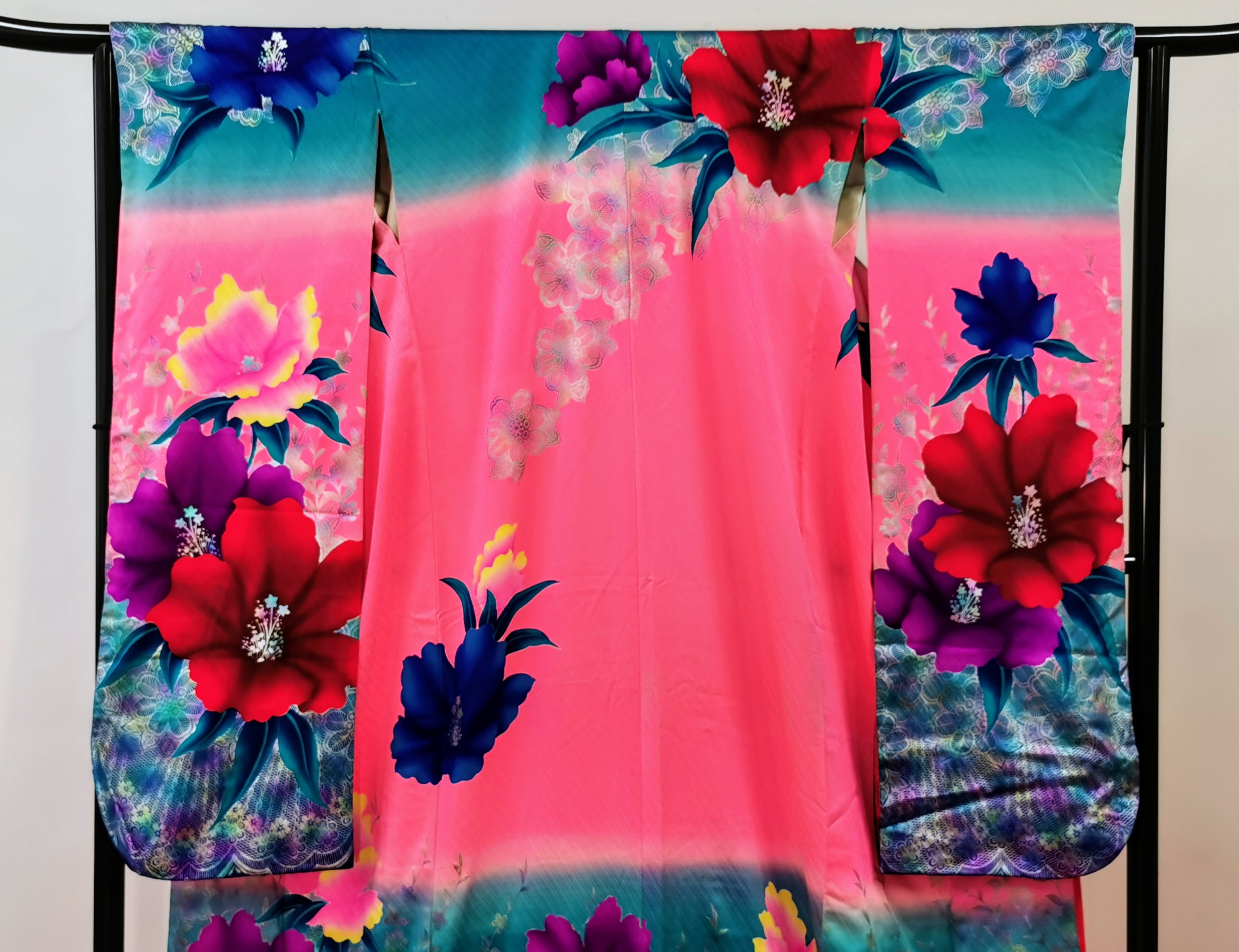 引き振袖 お引きずり 蛍光 可愛い 花嫁衣装 結婚式 豪華 婚礼 ウエディング 古着◆twff238