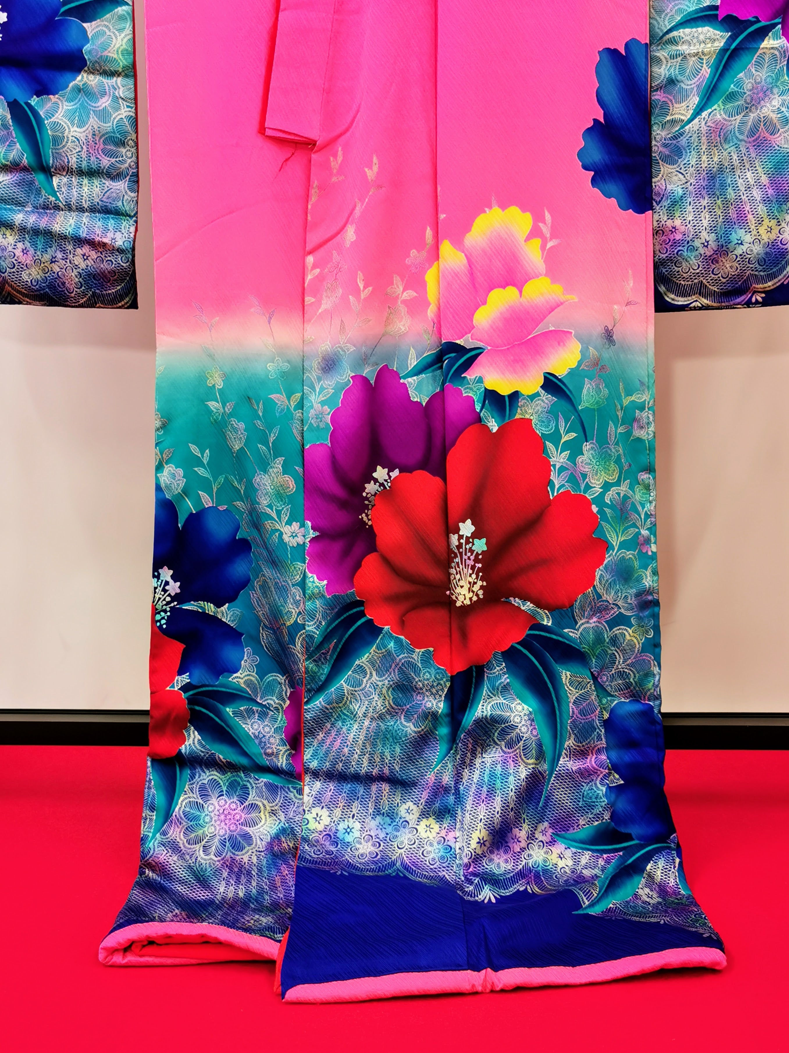 引き振袖 お引きずり 蛍光 可愛い 花嫁衣装 結婚式 豪華 婚礼 ウエディング 古着◆twff238