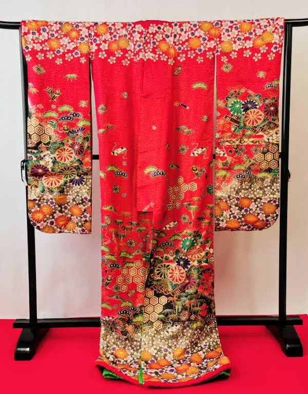 引き振袖 お引きずり 花嫁衣装 結婚式 豪華 ラメ 刺繍 婚礼 ウエディング 古着◆twff222