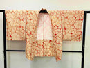 ◇KWH023 羽織 袷羽織 総絞り 花柄 Haori オレンジ 古着 レトロ 和服
