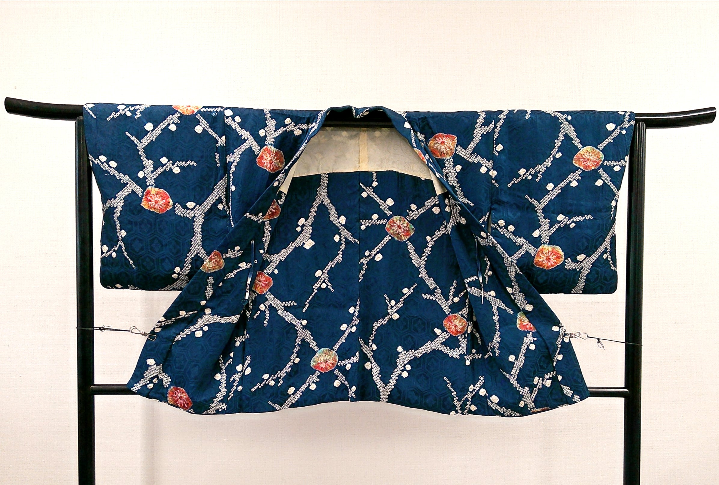 ◇KWH003 羽織 Haori 青 朝顔 古着 レトロ 和服