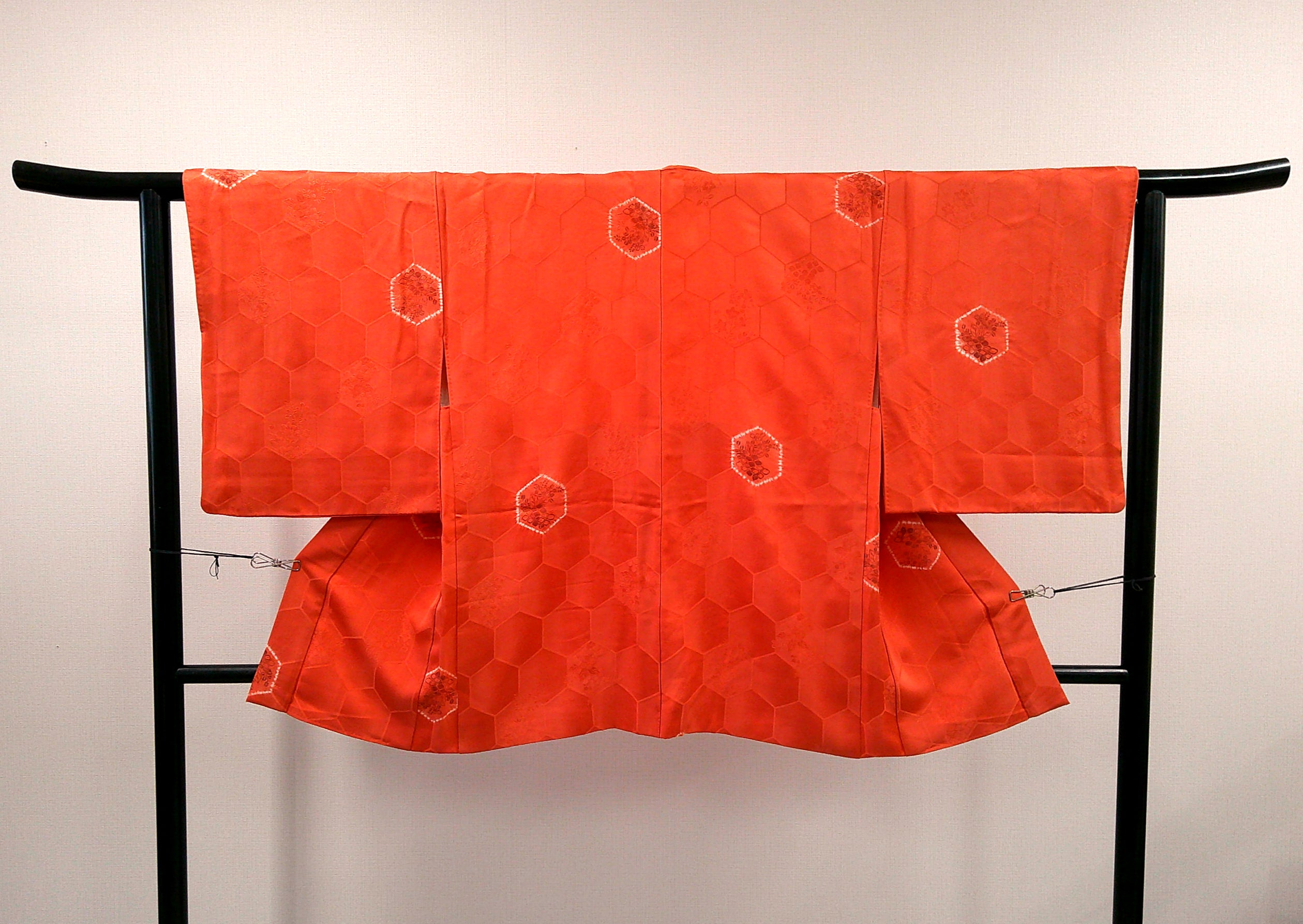 ◇KWH004 羽織 袷羽織 Haori オレンジ 古着 レトロ 和服 シルク
