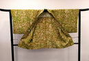 ◇KWH006 羽織 Haori 黄緑 古着 レトロ 和服