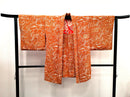 ◇KWH009 羽織  紐付き Haori オレンジ 古着 レトロ 和服