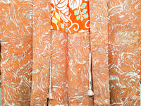 ◇KWH009 羽織  紐付き Haori オレンジ 古着 レトロ 和服