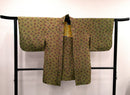 ◇KWH010 羽織 紐付き Haori 黄緑 古着 レトロ 和服