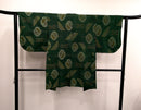 ◇KWH012 羽織 紐付き Haori 緑 古着 レトロ 和服
