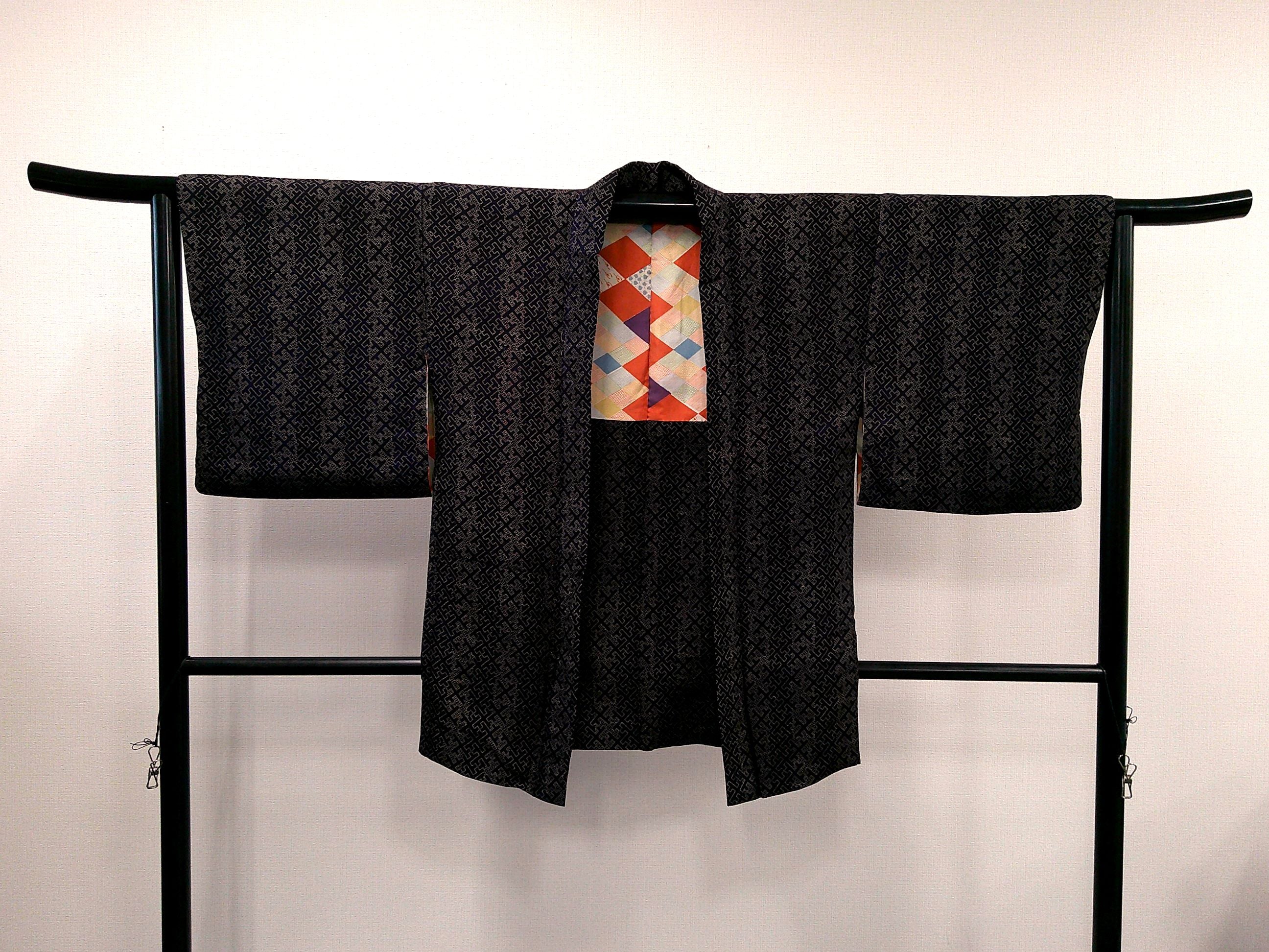 ◇KWH015 羽織 紐付き Haori 紫 古着 レトロ 和服