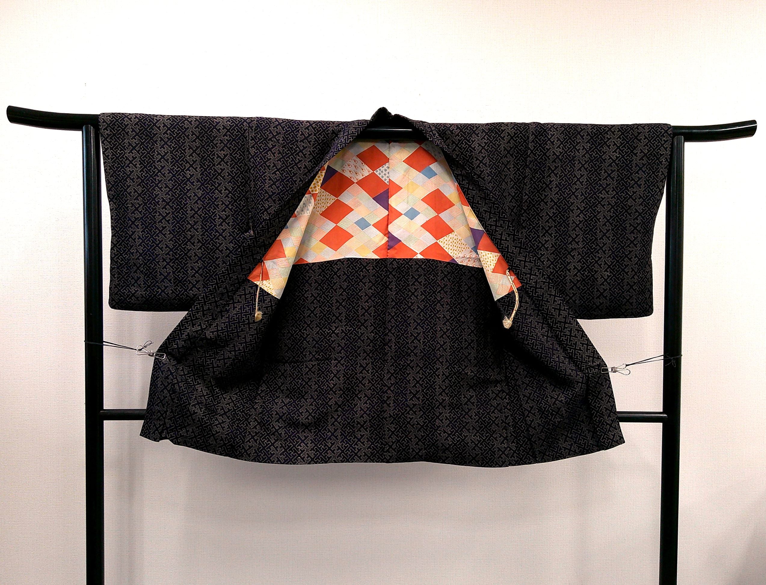 ◇KWH015 羽織 紐付き Haori 紫 古着 レトロ 和服