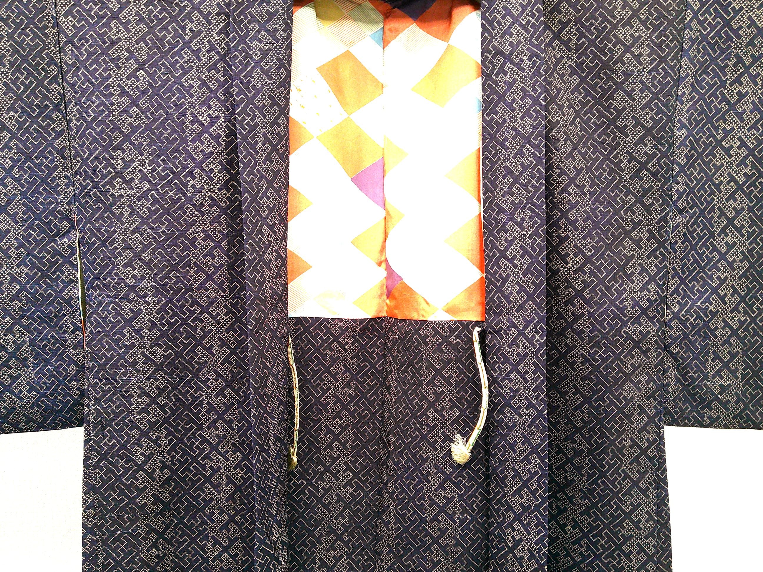 ◇KWH015 羽織 紐付き Haori 紫 古着 レトロ 和服