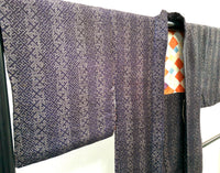 ◇KWH015 羽織 紐付き Haori 紫 古着 レトロ 和服