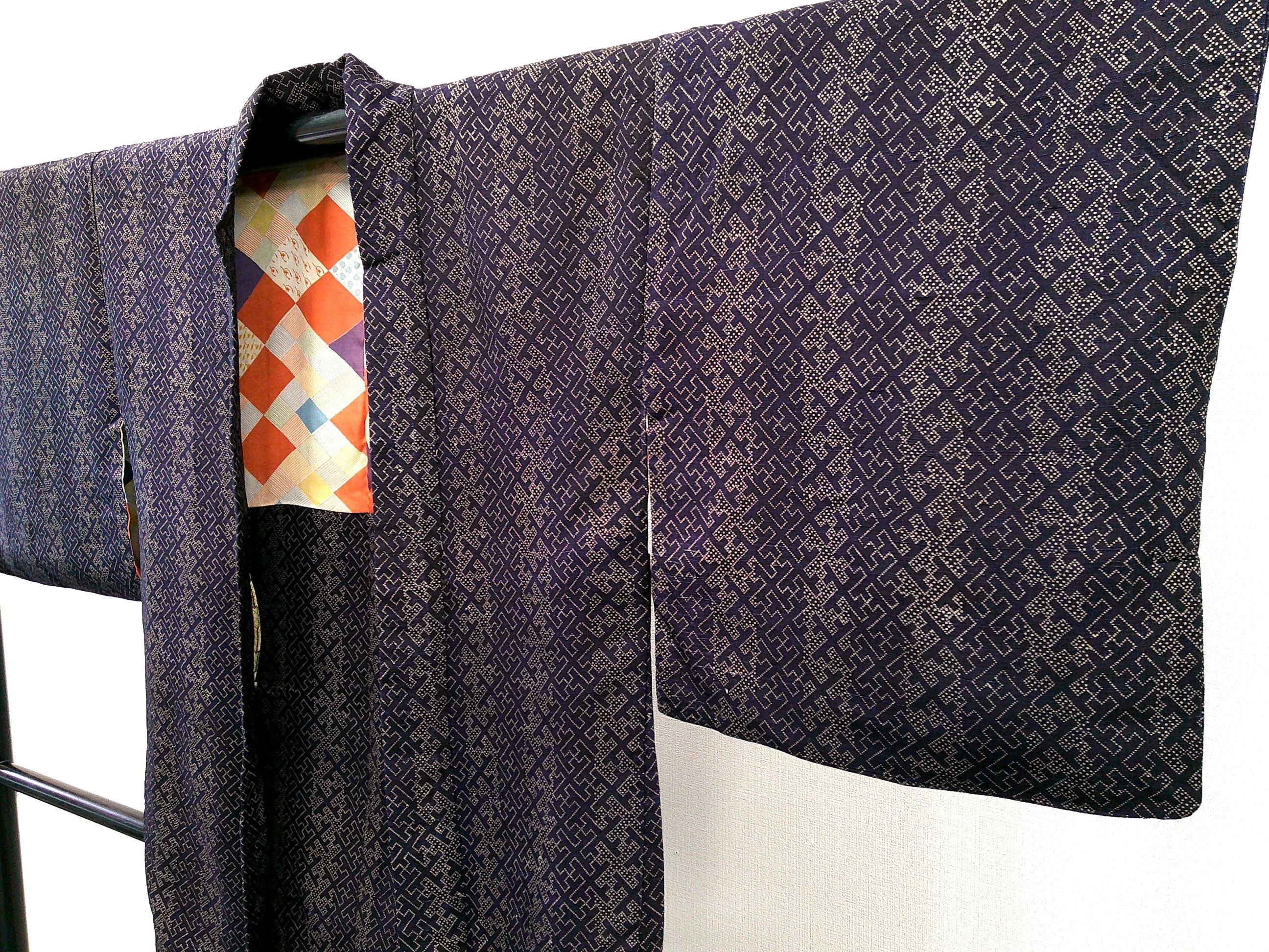 ◇KWH015 羽織 紐付き Haori 紫 古着 レトロ 和服