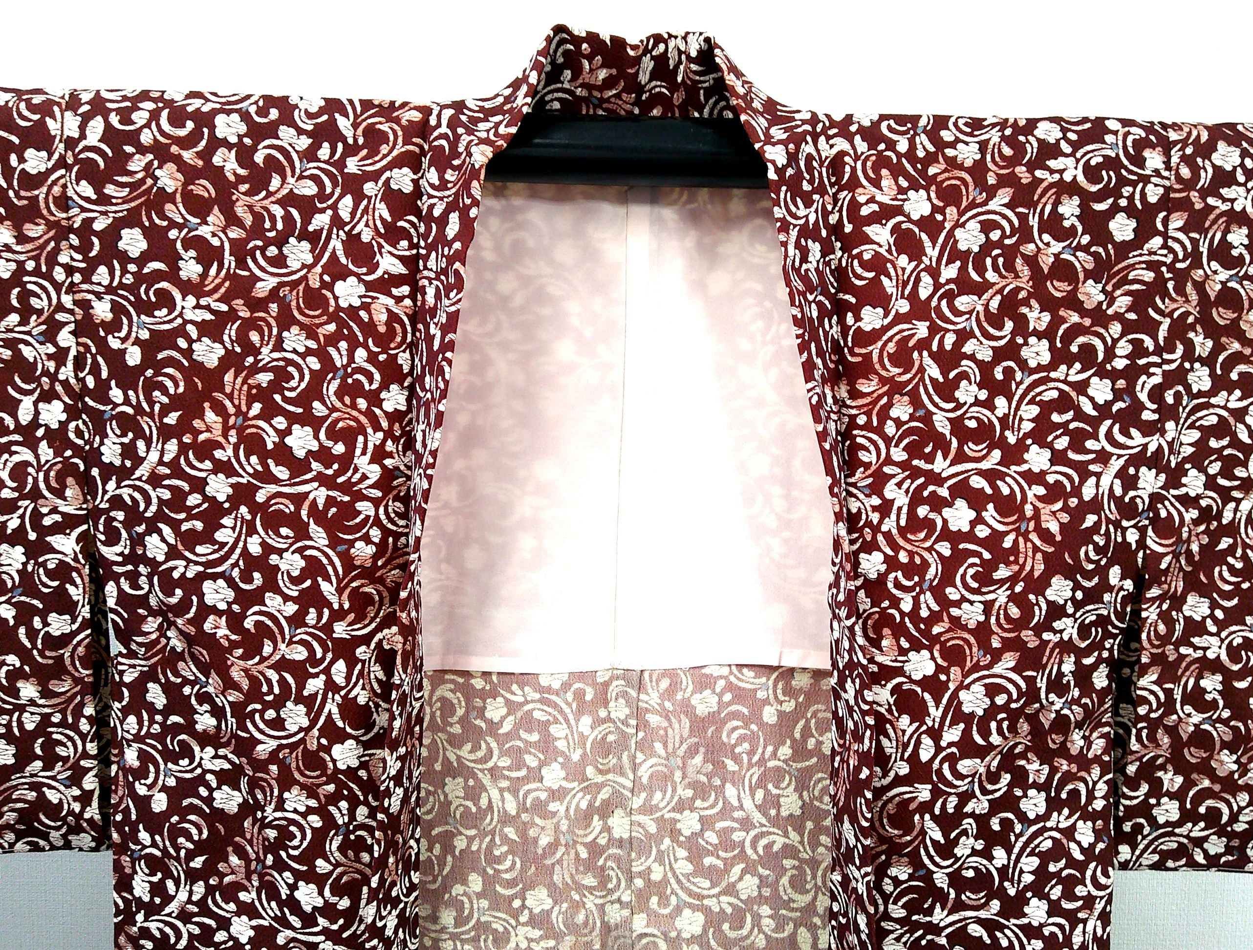 ◇KWH016 羽織 Haori 茶褐色 古着 レトロ 和服