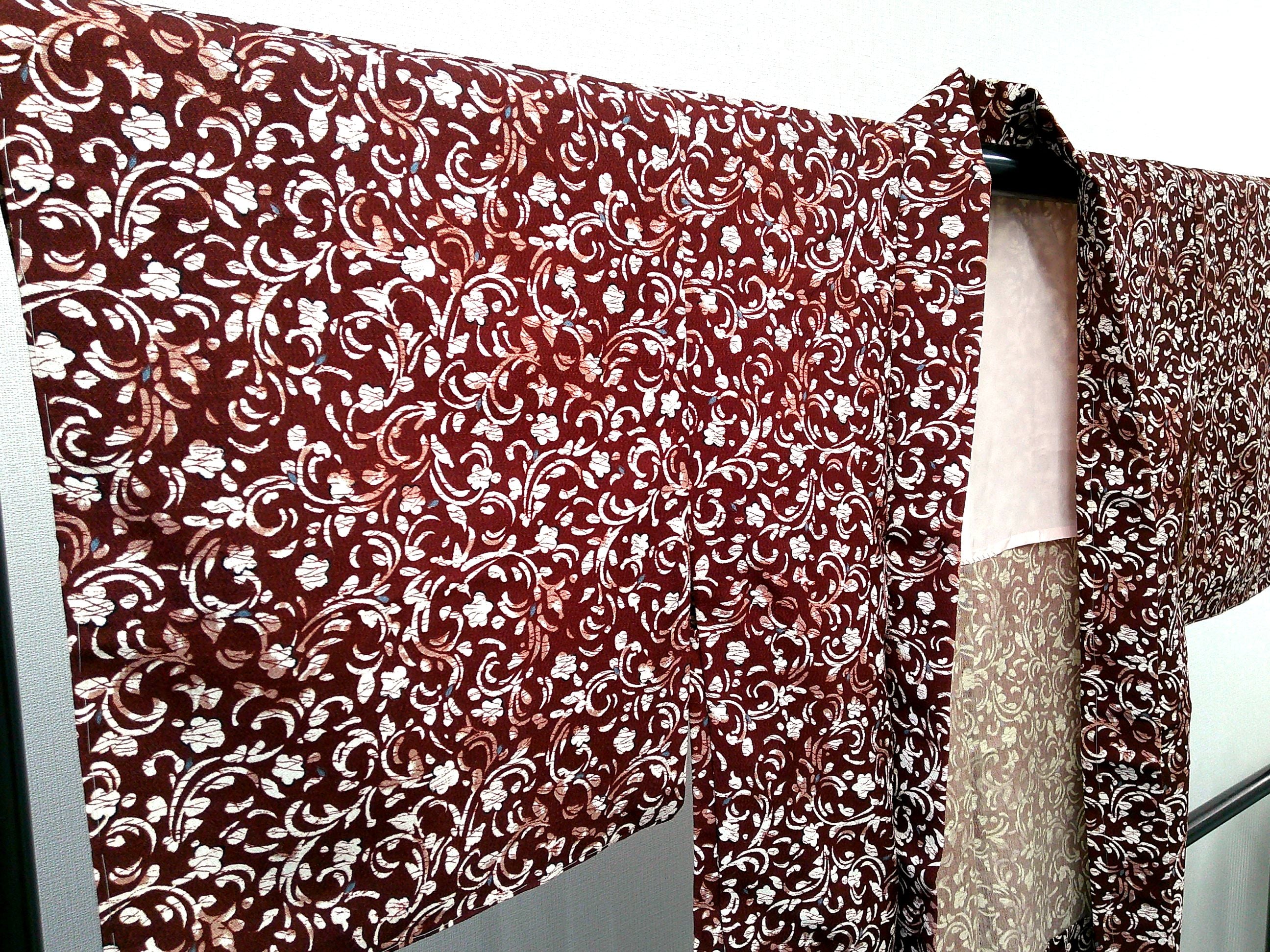 ◇KWH016 羽織 Haori 茶褐色 古着 レトロ 和服