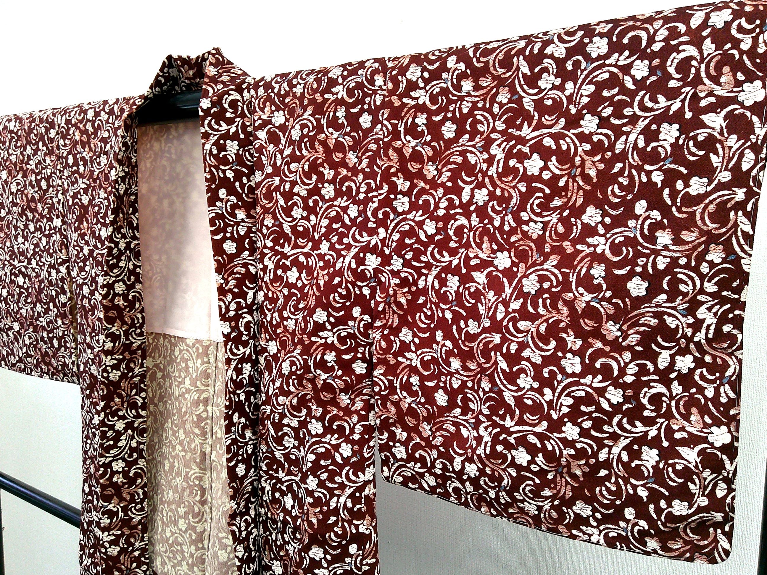 ◇KWH016 羽織 Haori 茶褐色 古着 レトロ 和服