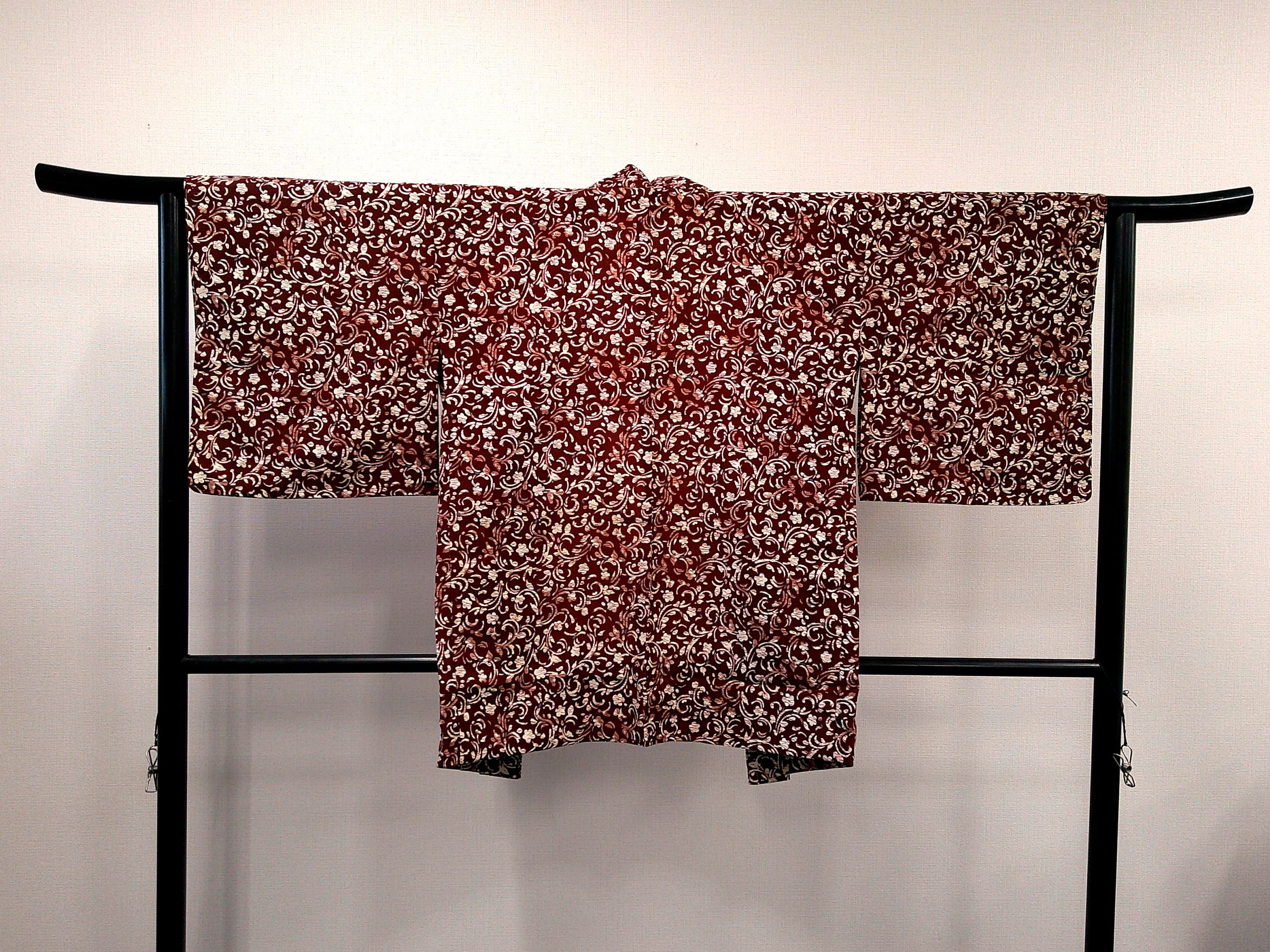 ◇KWH016 羽織 Haori 茶褐色 古着 レトロ 和服
