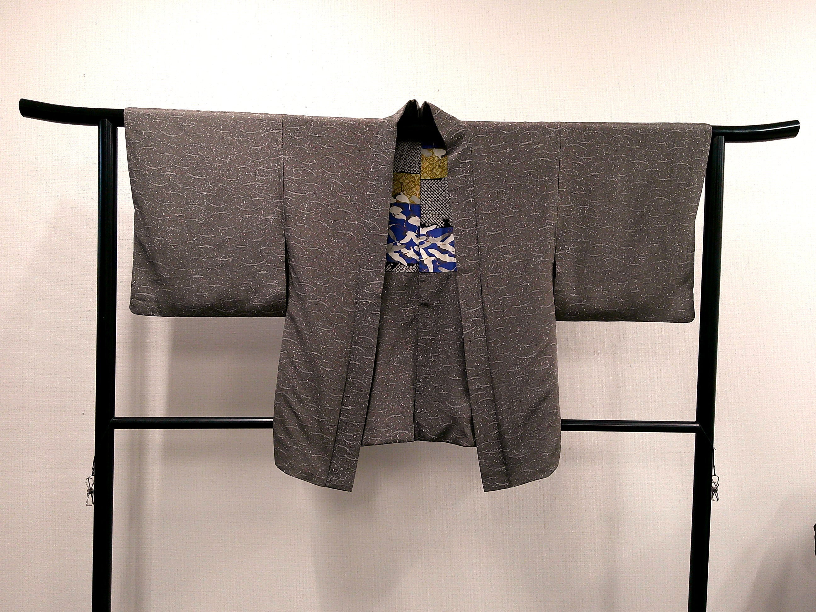 ◇KWH017 羽織 Haori グレー 古着 レトロ 和服