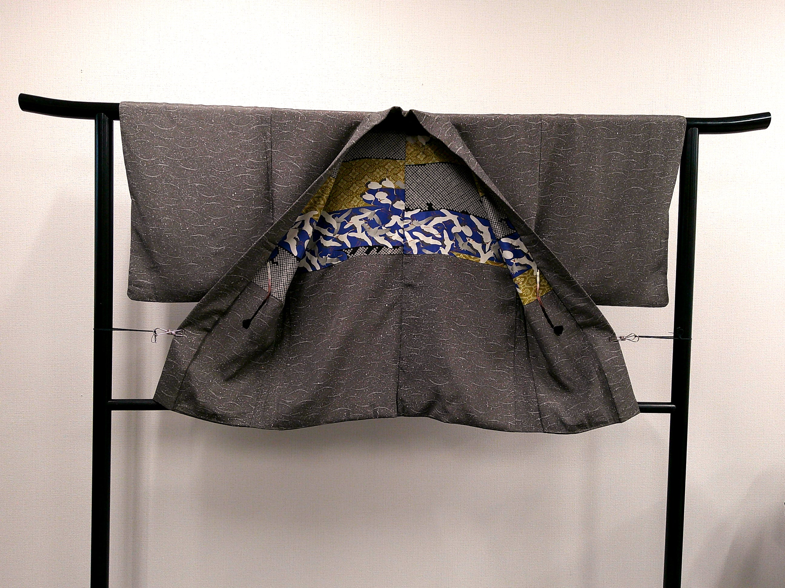 ◇KWH017 羽織 Haori グレー 古着 レトロ 和服