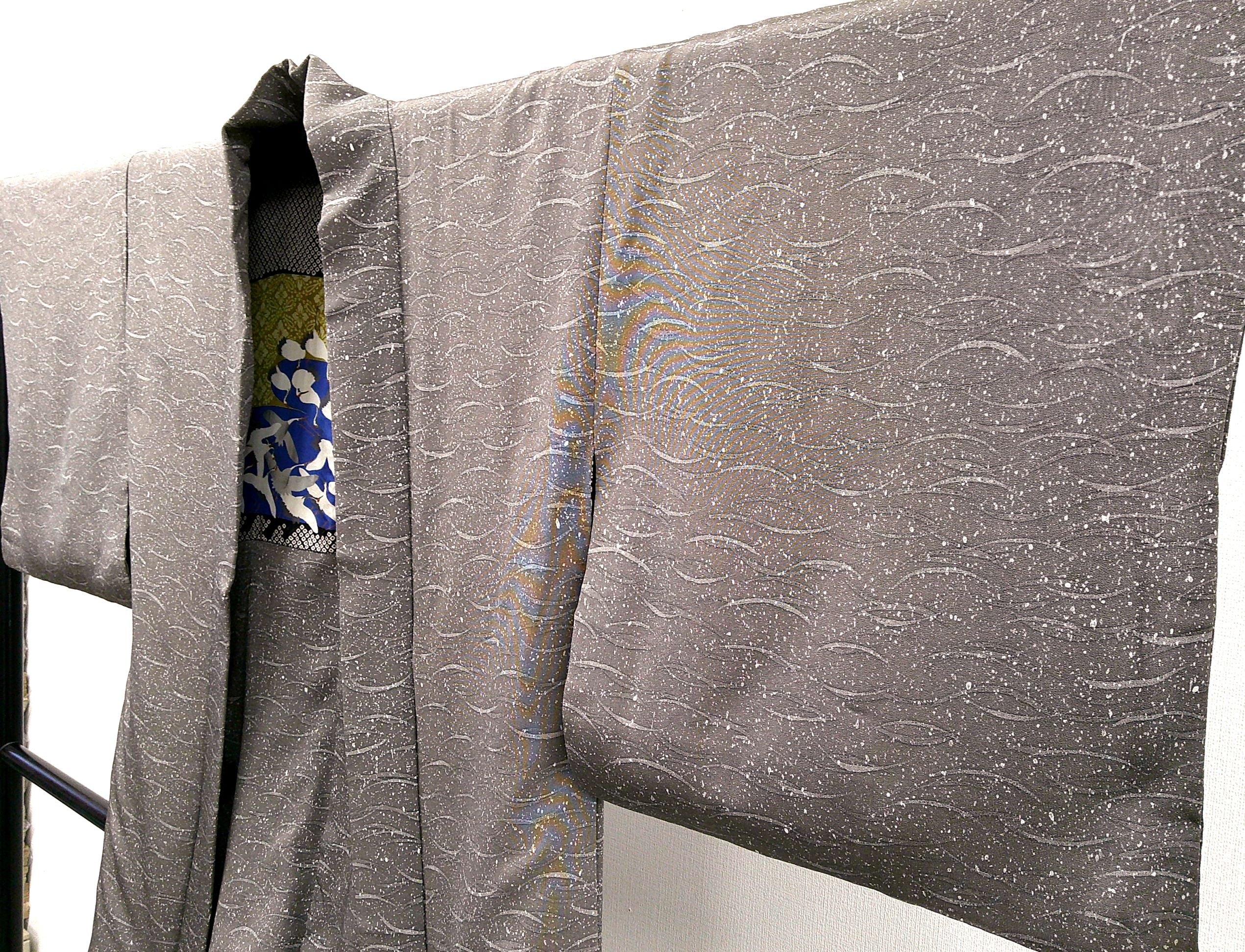 ◇KWH017 羽織 Haori グレー 古着 レトロ 和服