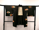 ◇KWH018 羽織 紐付き Haori 黒 古着 レトロ 和服