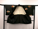 ◇KWH018 羽織 紐付き Haori 黒 古着 レトロ 和服