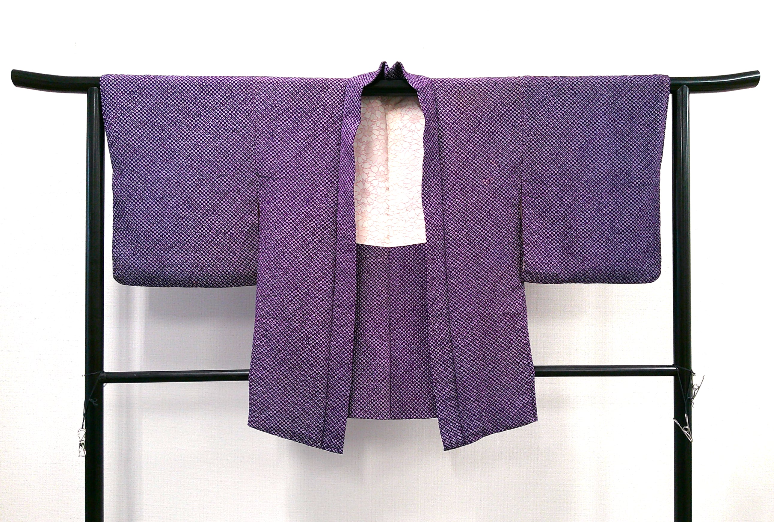 ◇KWH019 羽織 総絞り Haori 紫 古着 レトロ 和服