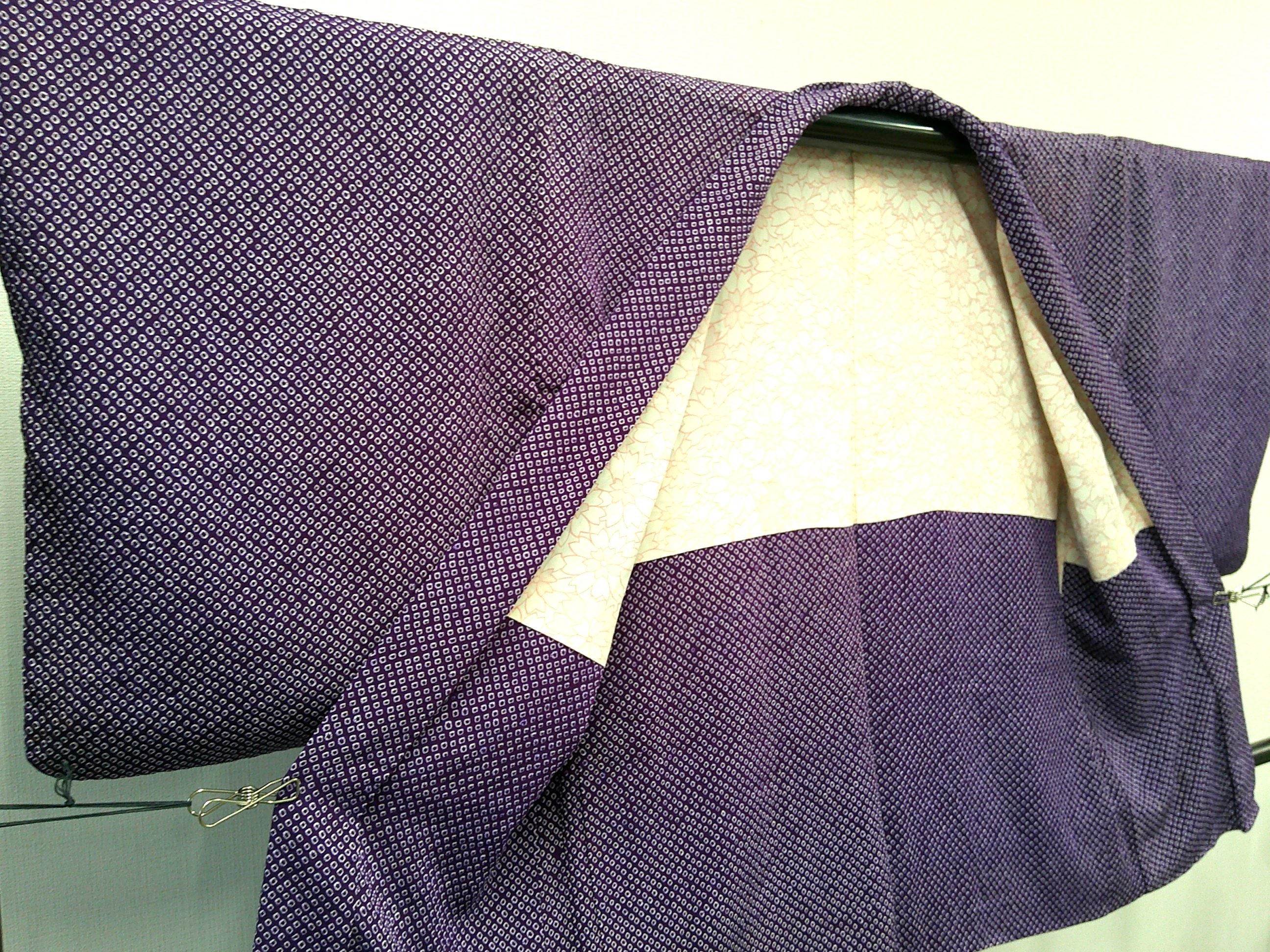 ◇KWH019 羽織 総絞り Haori 紫 古着 レトロ 和服