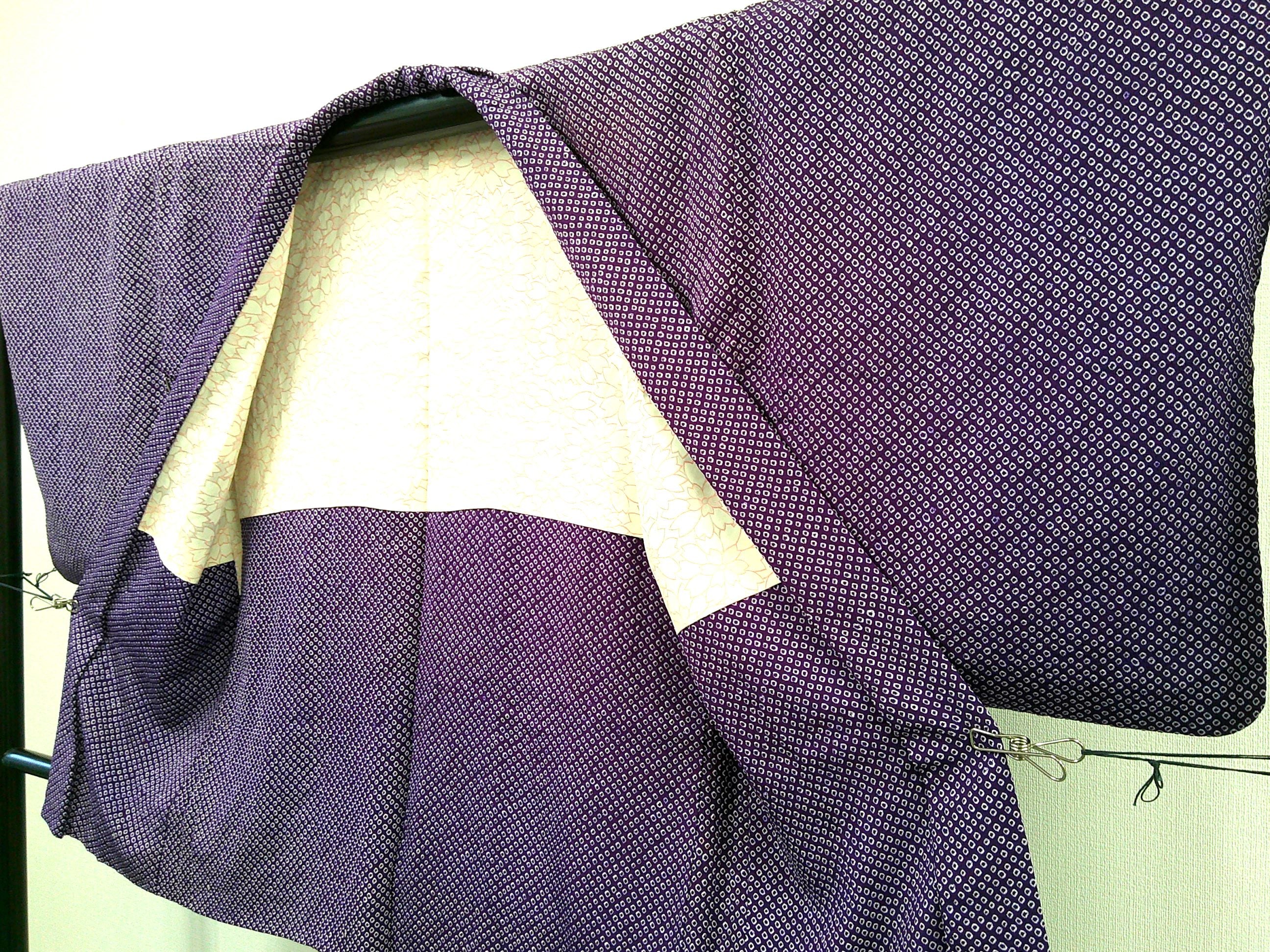 ◇KWH019 羽織 総絞り Haori 紫 古着 レトロ 和服