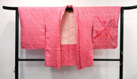 ◇KWH020 羽織 袷羽織 総絞り Haori 赤 古着 レトロ 和服