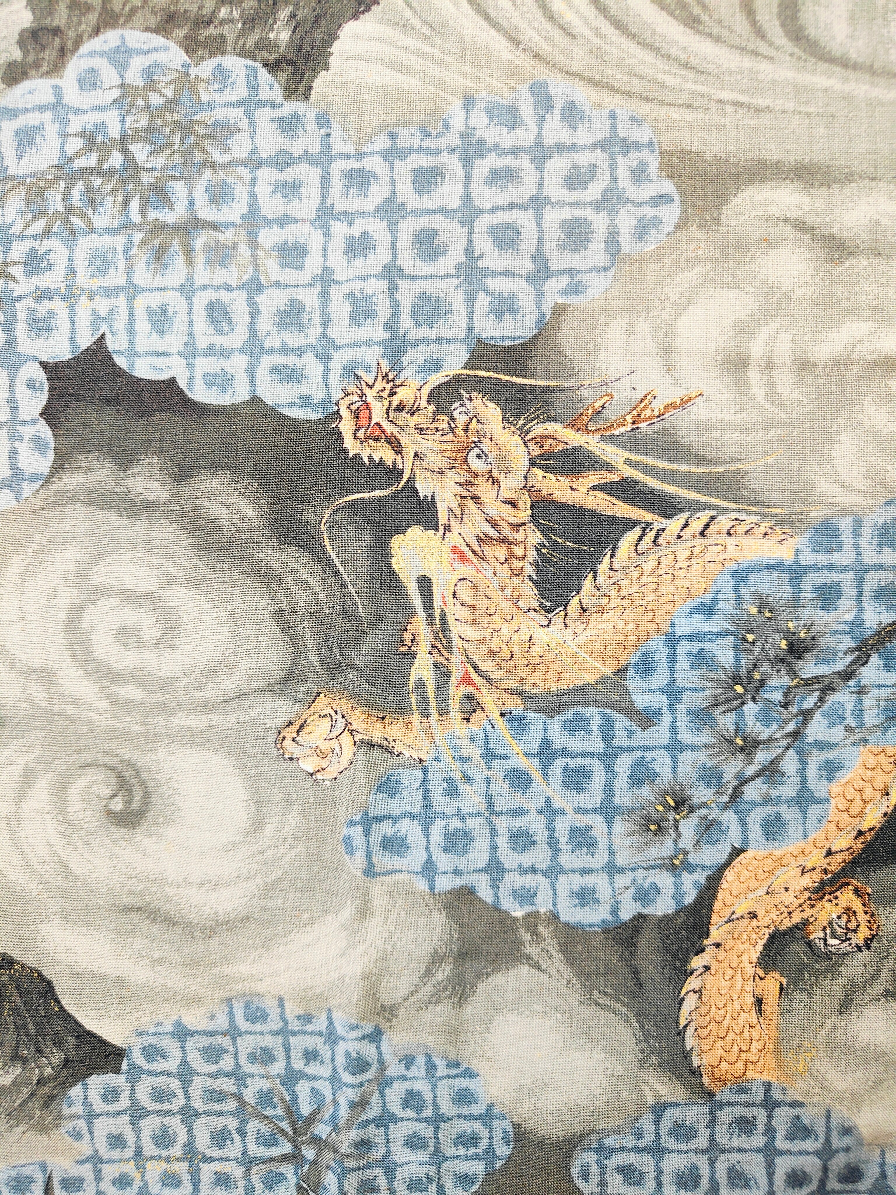 ♢KMJ006 襦袢 虎 龍 金箔 アンティーク 中古
