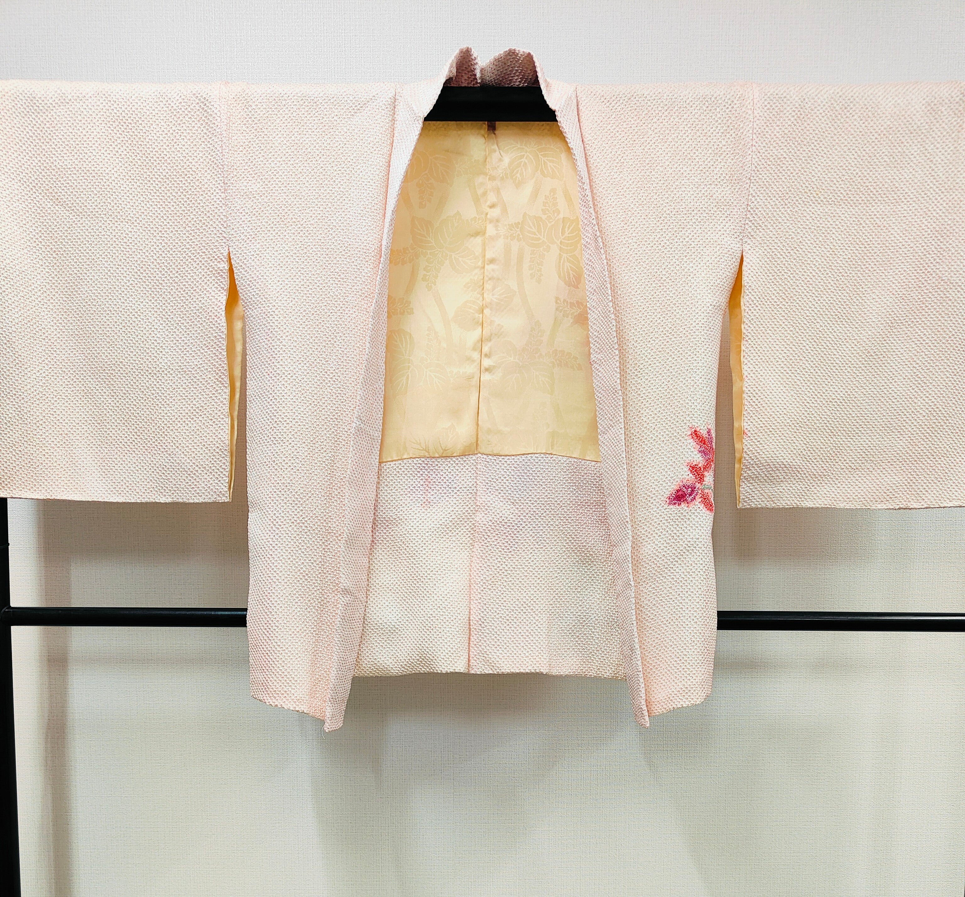 ◇KWH049 羽織 総絞り 袷羽織 Haori  桜 ピンク系 古着