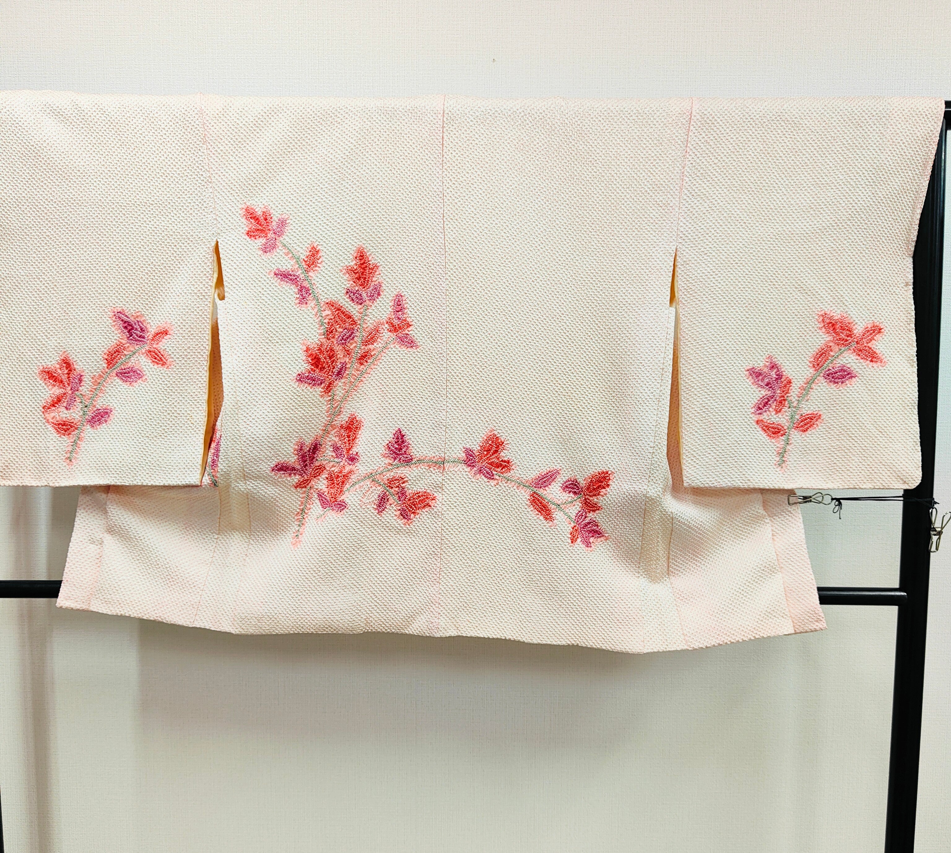◇KWH049 羽織 総絞り 袷羽織 Haori  桜 ピンク系 古着