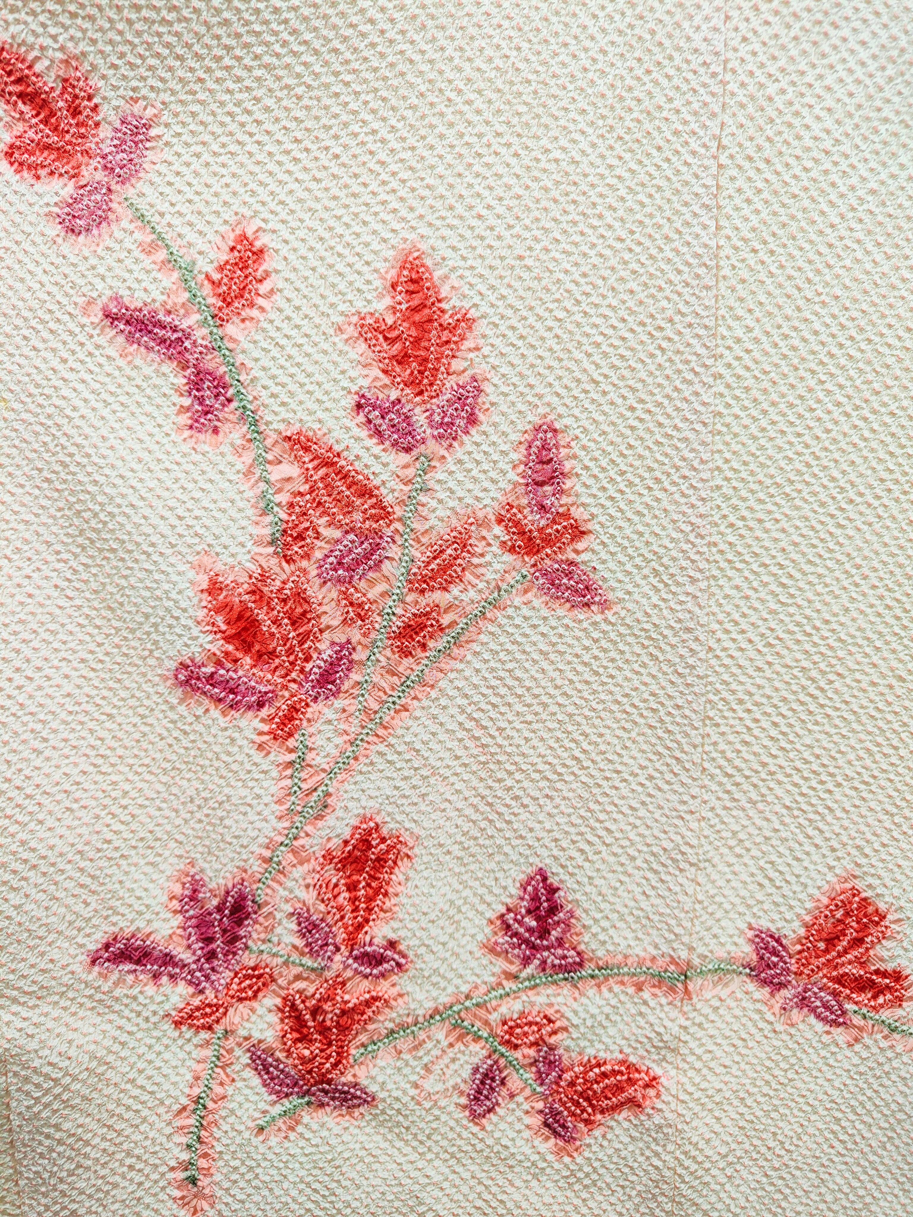 ◇KWH049 羽織 総絞り 袷羽織 Haori  桜 ピンク系 古着