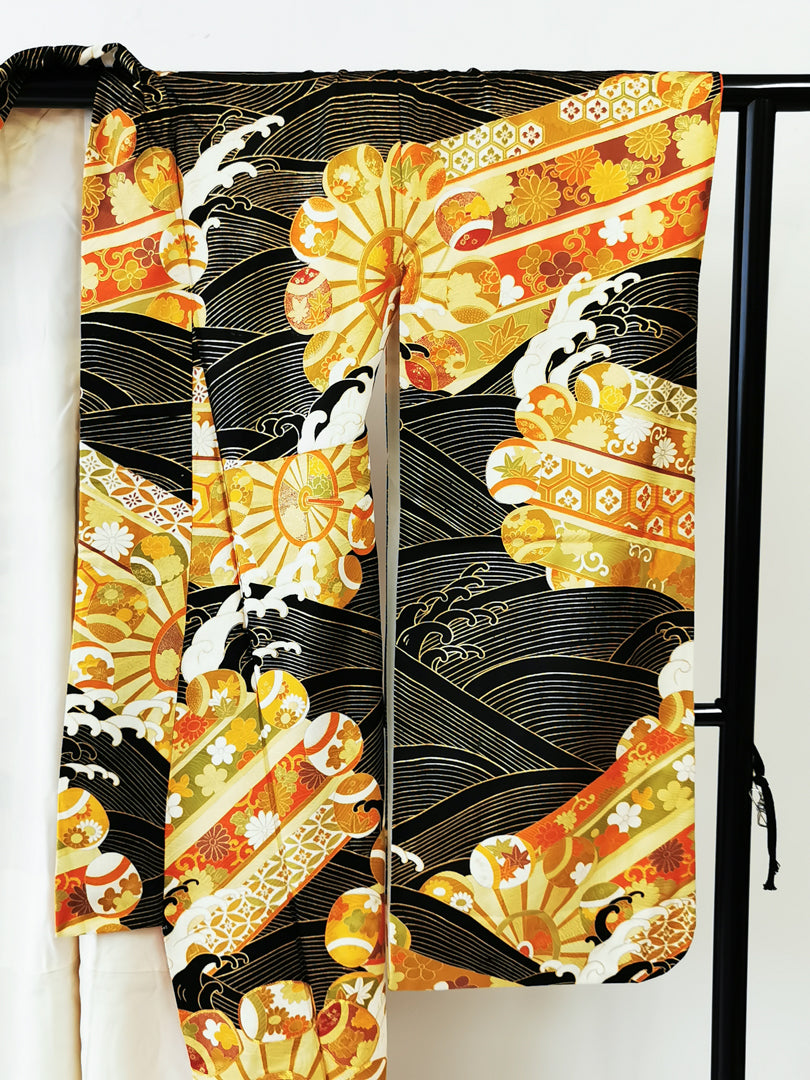 ♦KJ045 Women's Furisode used Japanese clothes