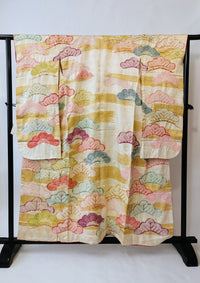 ♦KJ061 Kimono usato da donna, 5 pezzi, antico, formale, usato, abiti giapponesi