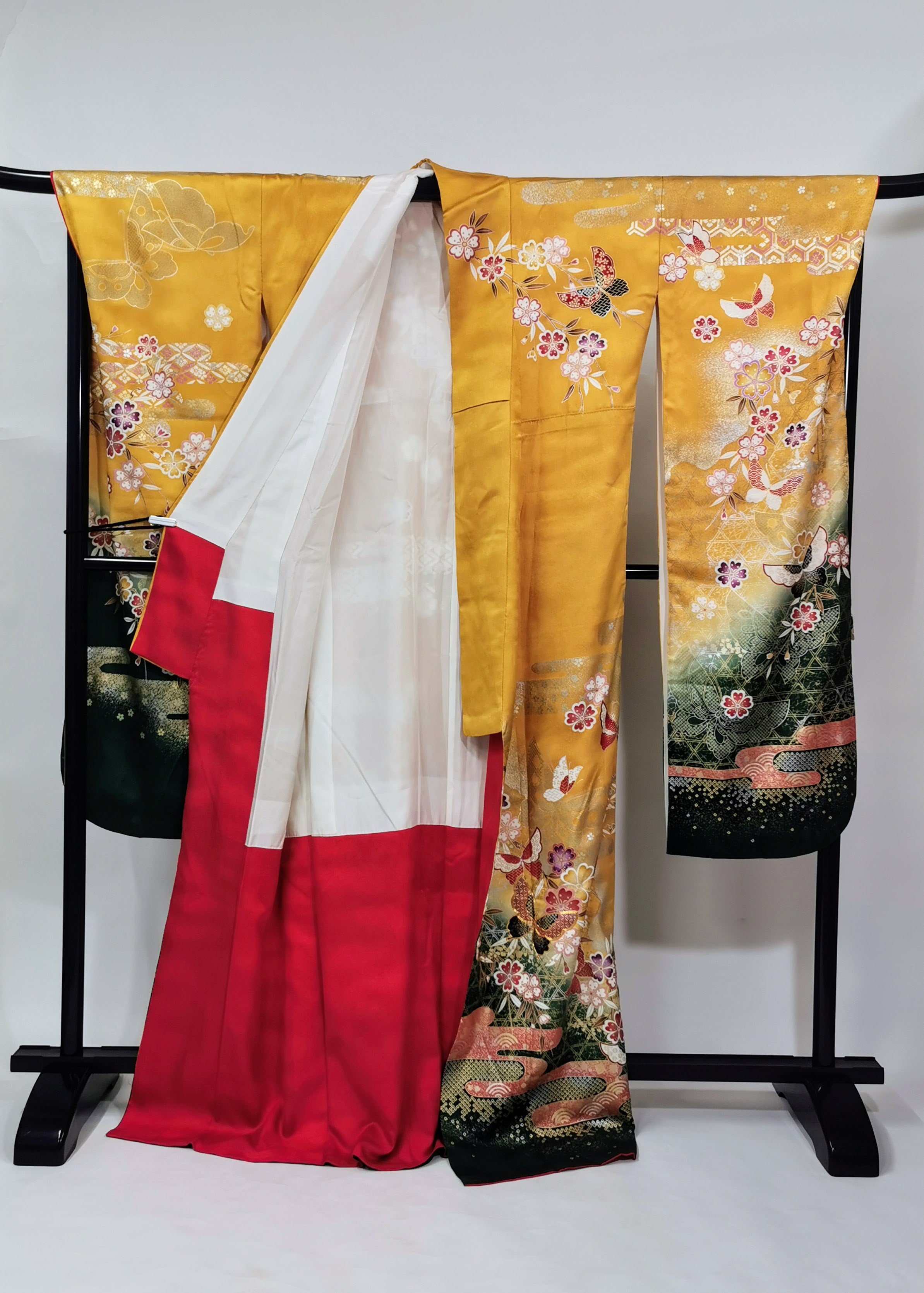 ♦KJ061 Kimono usato da donna, 5 pezzi, antico, formale, usato, abiti giapponesi