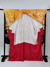 ♦KJ061 Kimono usato da donna, 5 pezzi, antico, formale, usato, abiti giapponesi