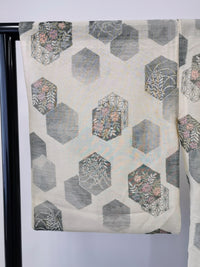 Summer kimono Komon Hexagonal pattern Floral pattern Reuse ◆twkk641