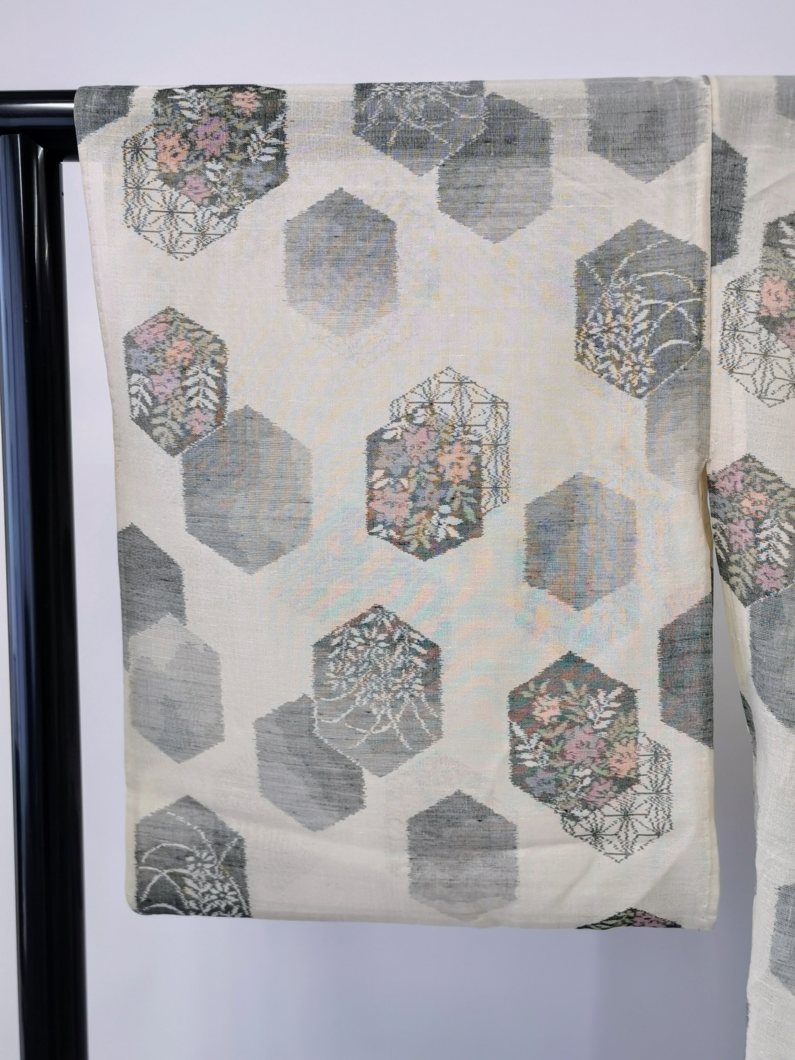Summer kimono Komon Hexagonal pattern Floral pattern Reuse ◆twkk641