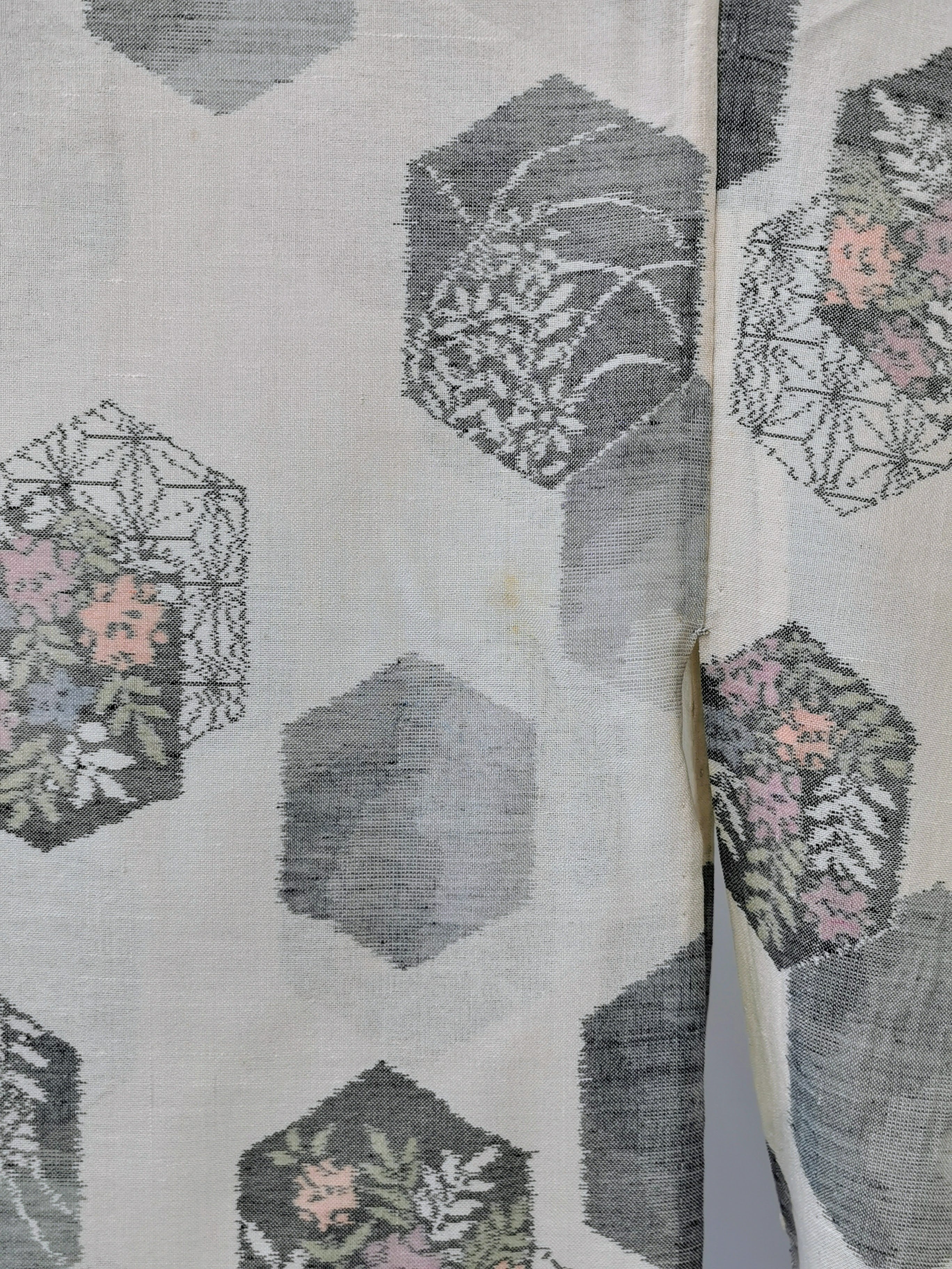 Summer kimono Komon Hexagonal pattern Floral pattern Reuse ◆twkk641