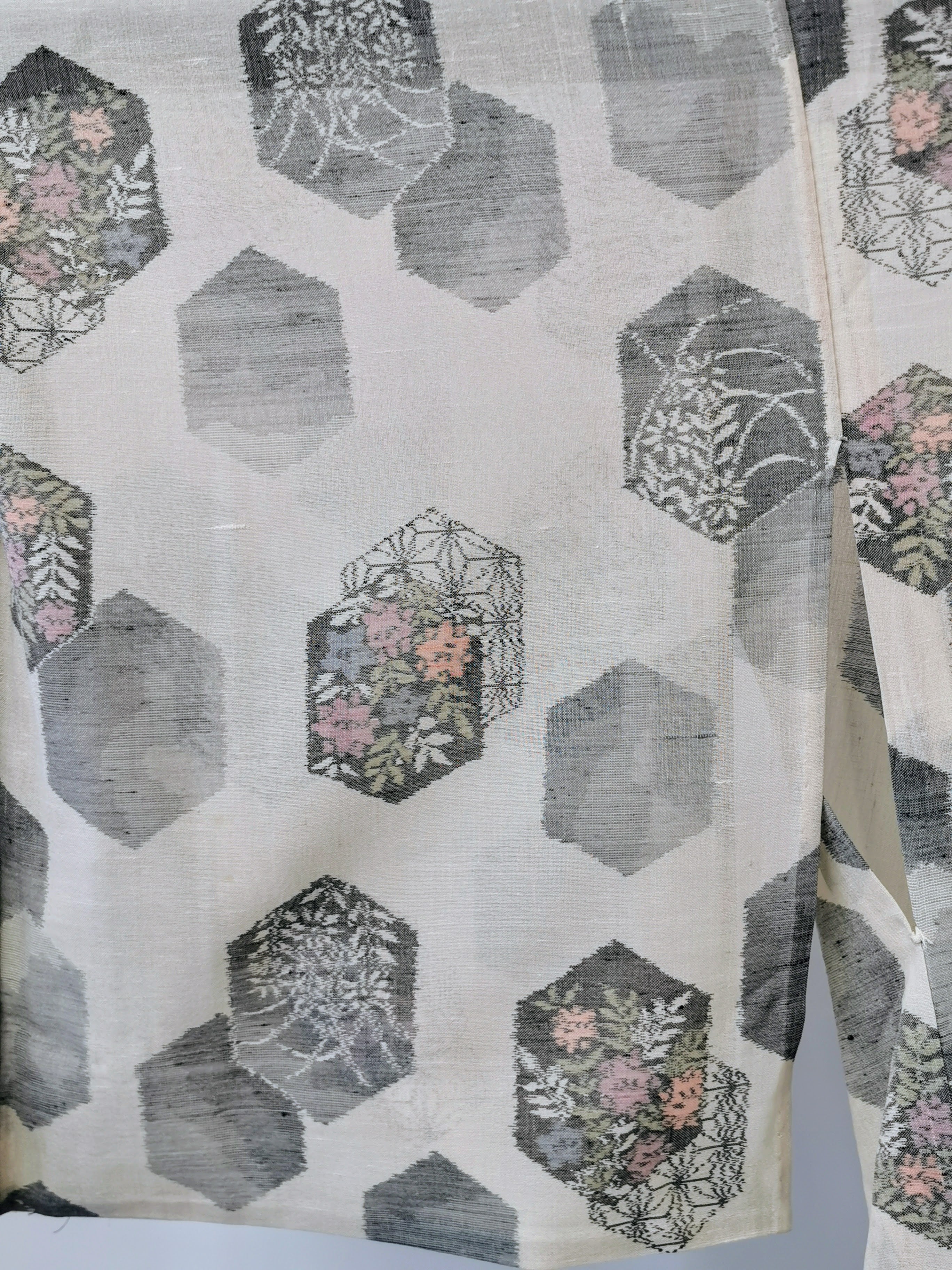 Summer kimono Komon Hexagonal pattern Floral pattern Reuse ◆twkk641