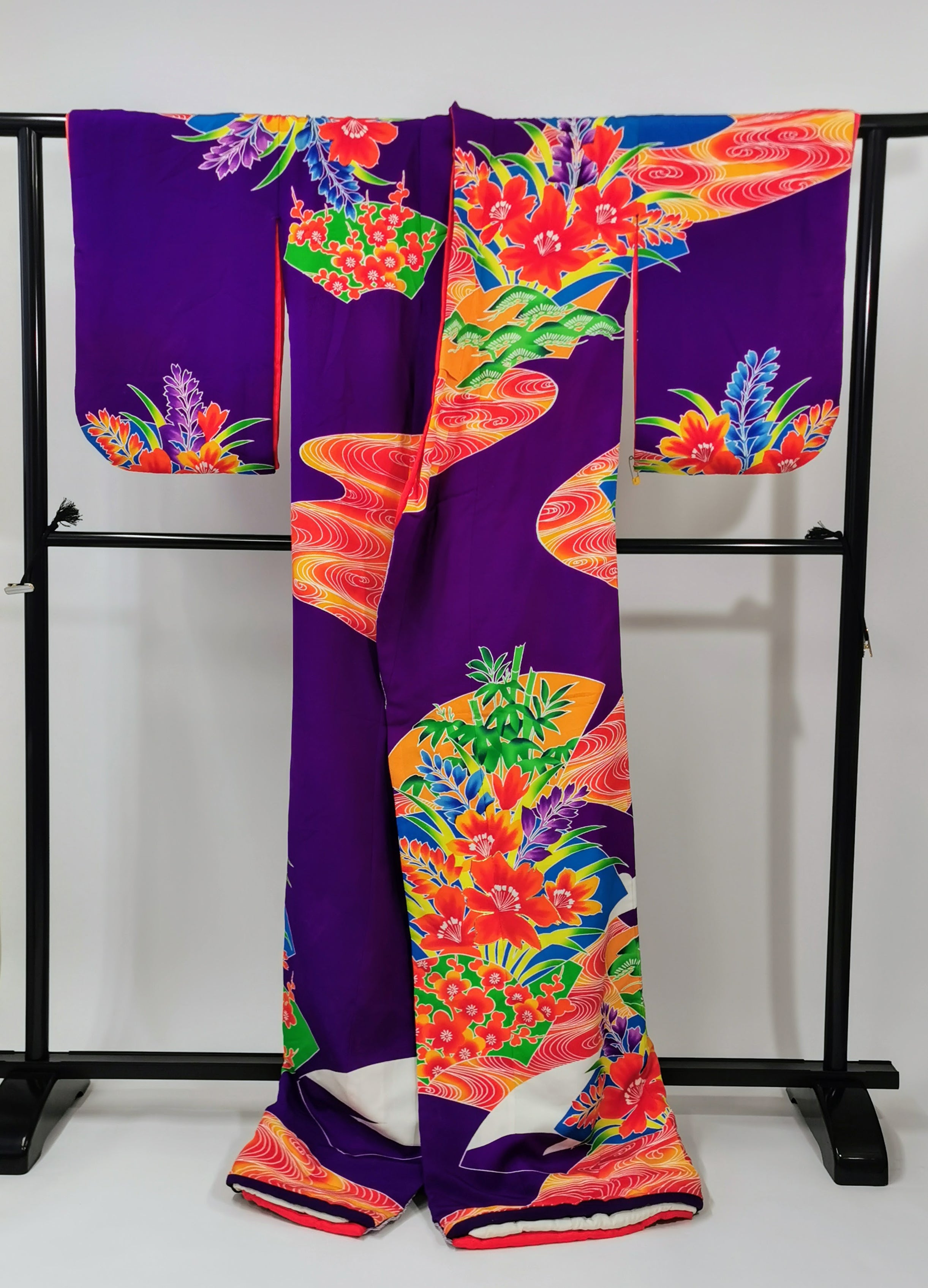 Dance Kimono Hem-dragging furisode Theater Stage Vintage clothing ◆twff651