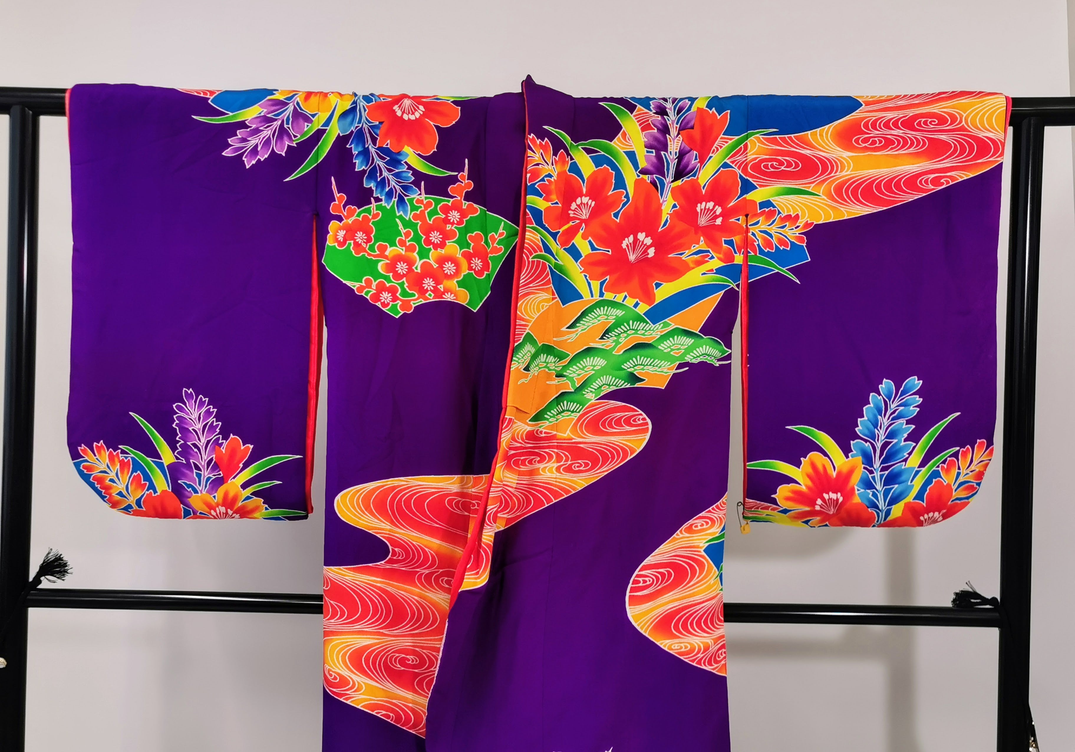 Dance Kimono Hem-dragging furisode Theater Stage Vintage clothing ◆twff651