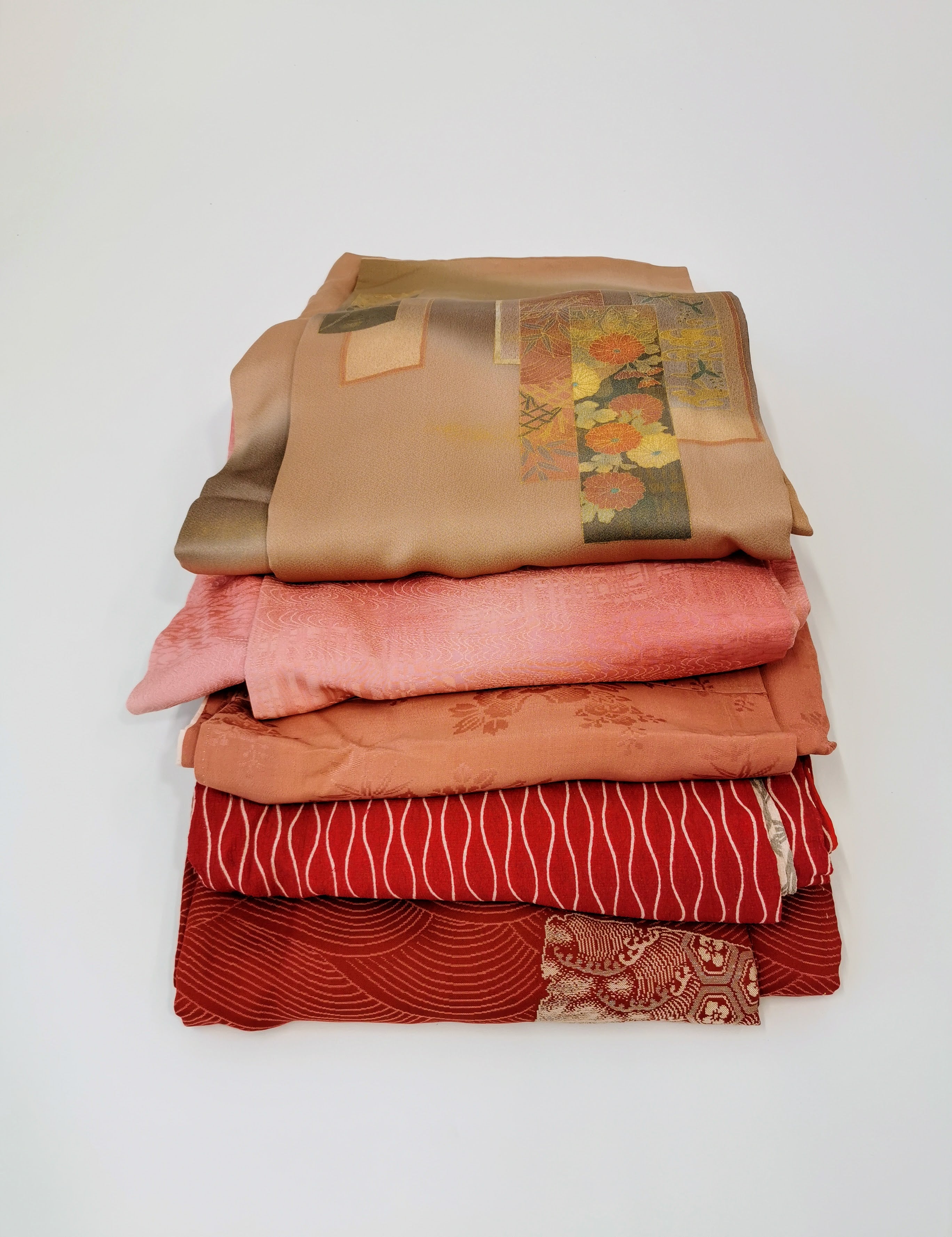5-piece set of women's used kimonos in warm colors♪◆twk652