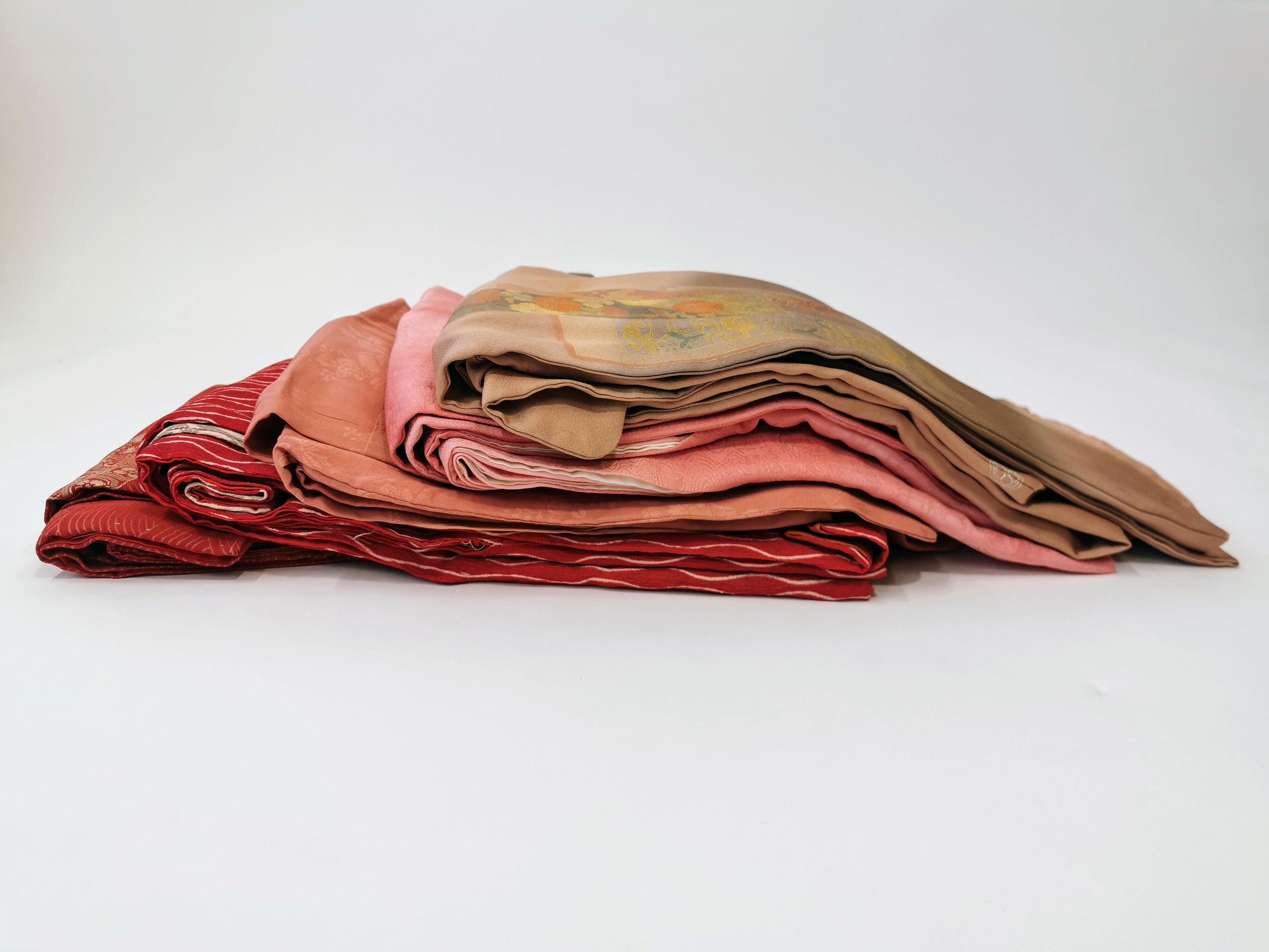 5-piece set of women's used kimonos in warm colors♪◆twk652