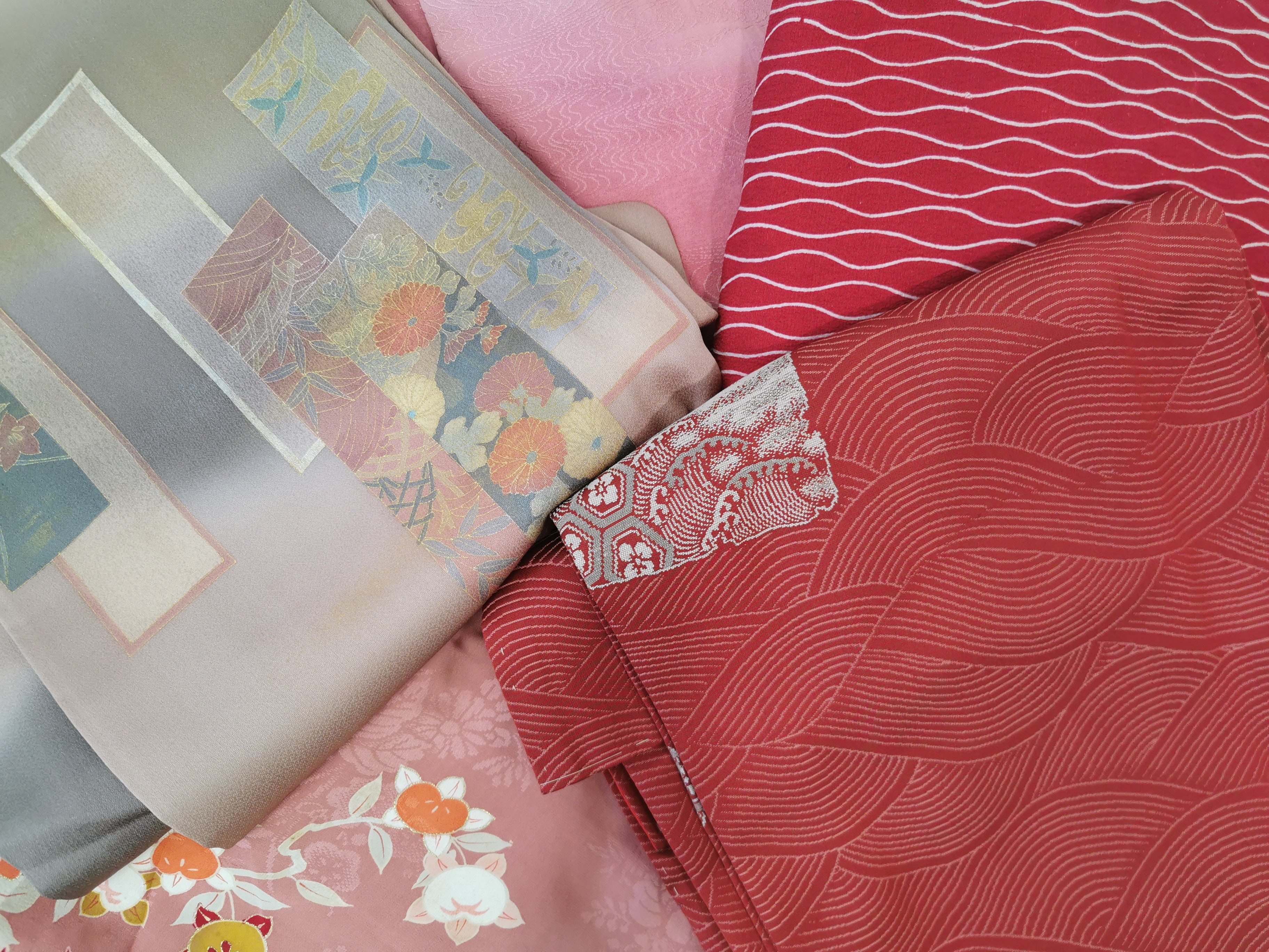 5-piece set of women's used kimonos in warm colors♪◆twk652
