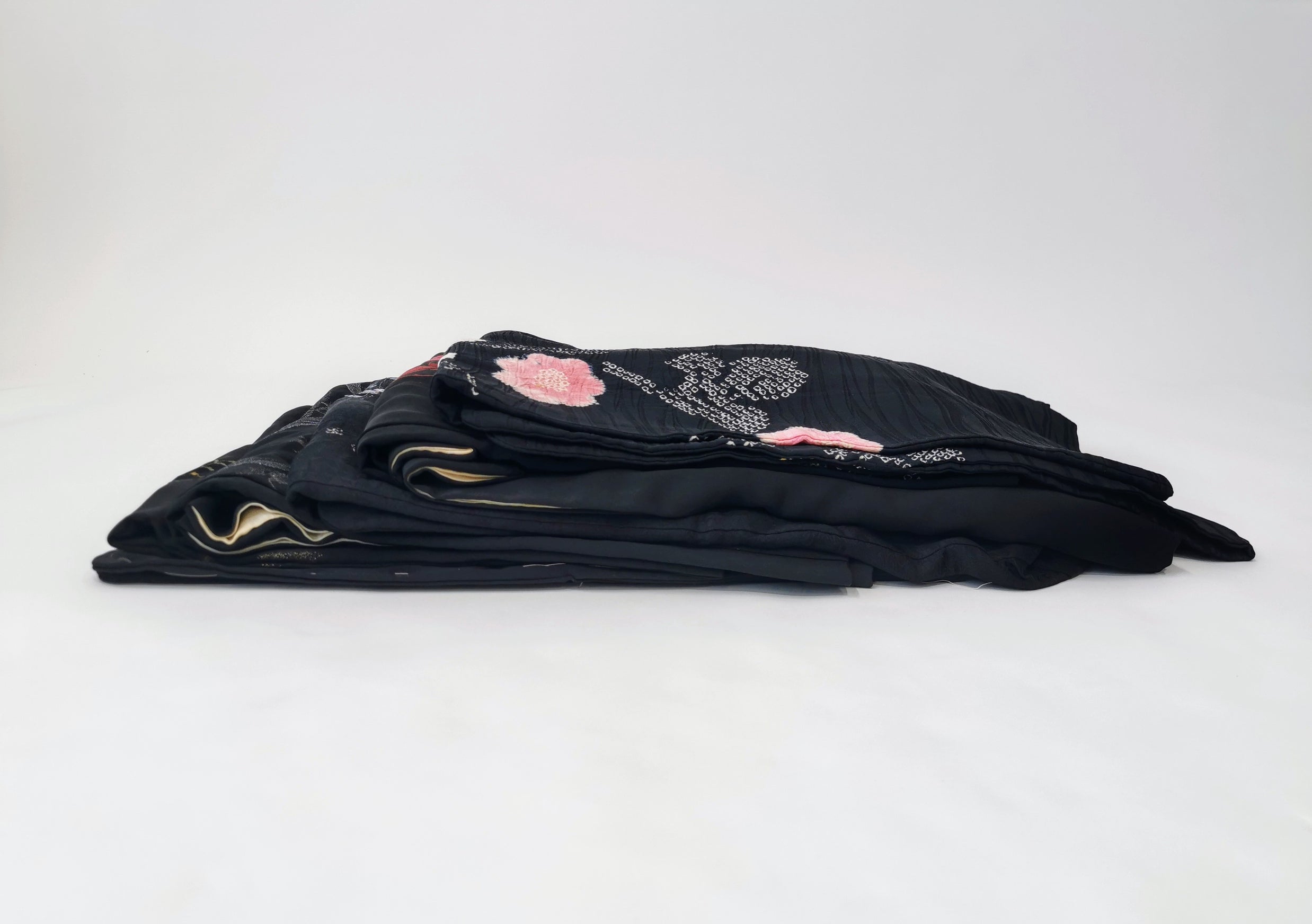 5 black haori jackets, sold as a set, recycled jackets ◆twh659