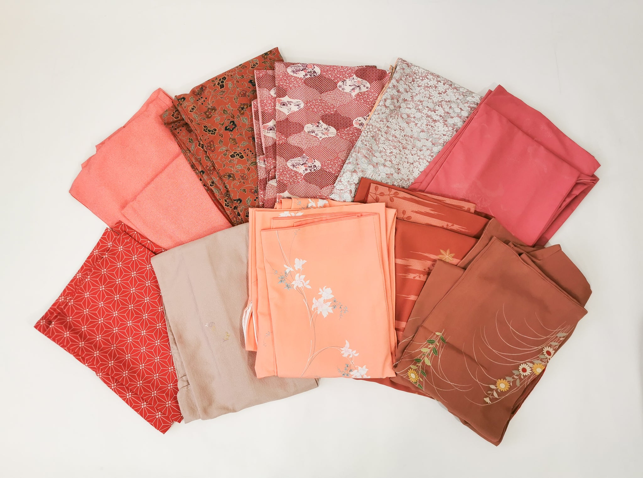 10pcs Women’s Washable Kimono Set – Pink Color Assortment / 女性用 洗える着物 10枚セット（ピンク系）◆twk712